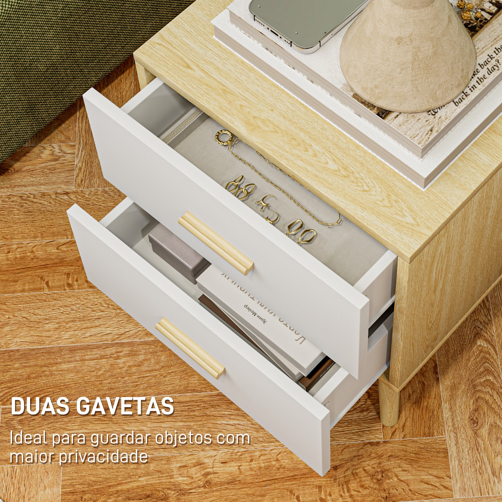 Mesas de Cabeceira – 40x40x50 cm – Branco – Madeira e MDF