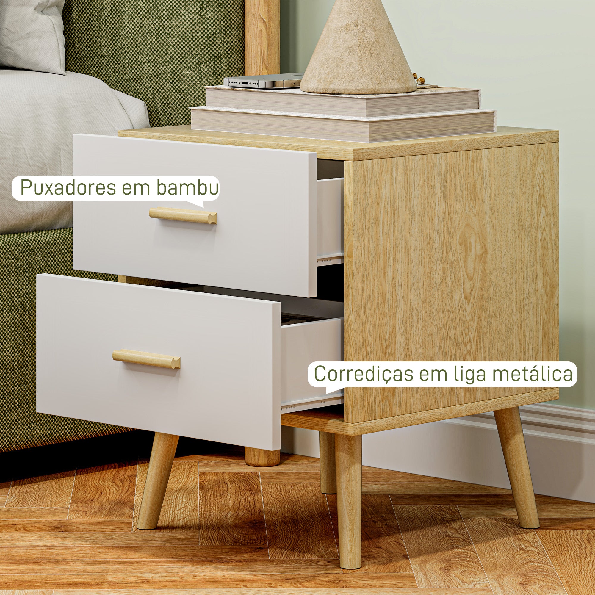 Mesas de Cabeceira – 40x40x50 cm – Branco – Madeira e MDF