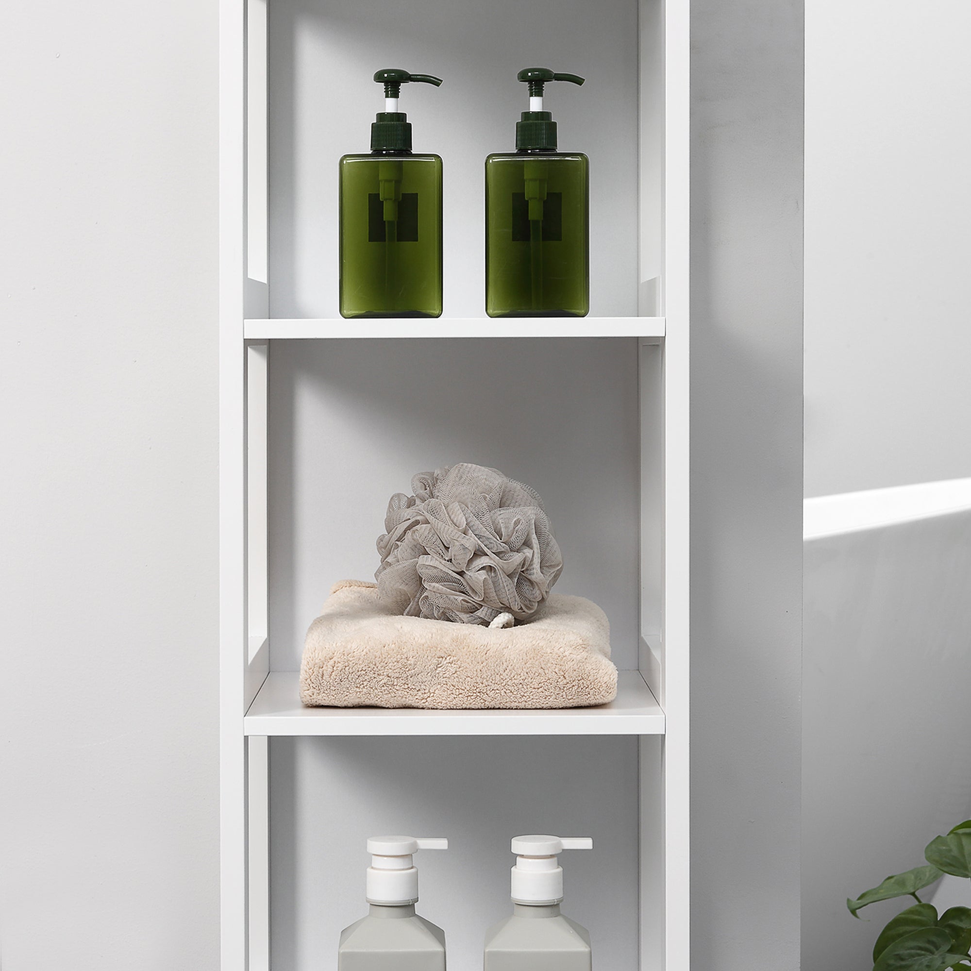 Estante de Casa de Banho – 30x30x140cm – Branco – MDF