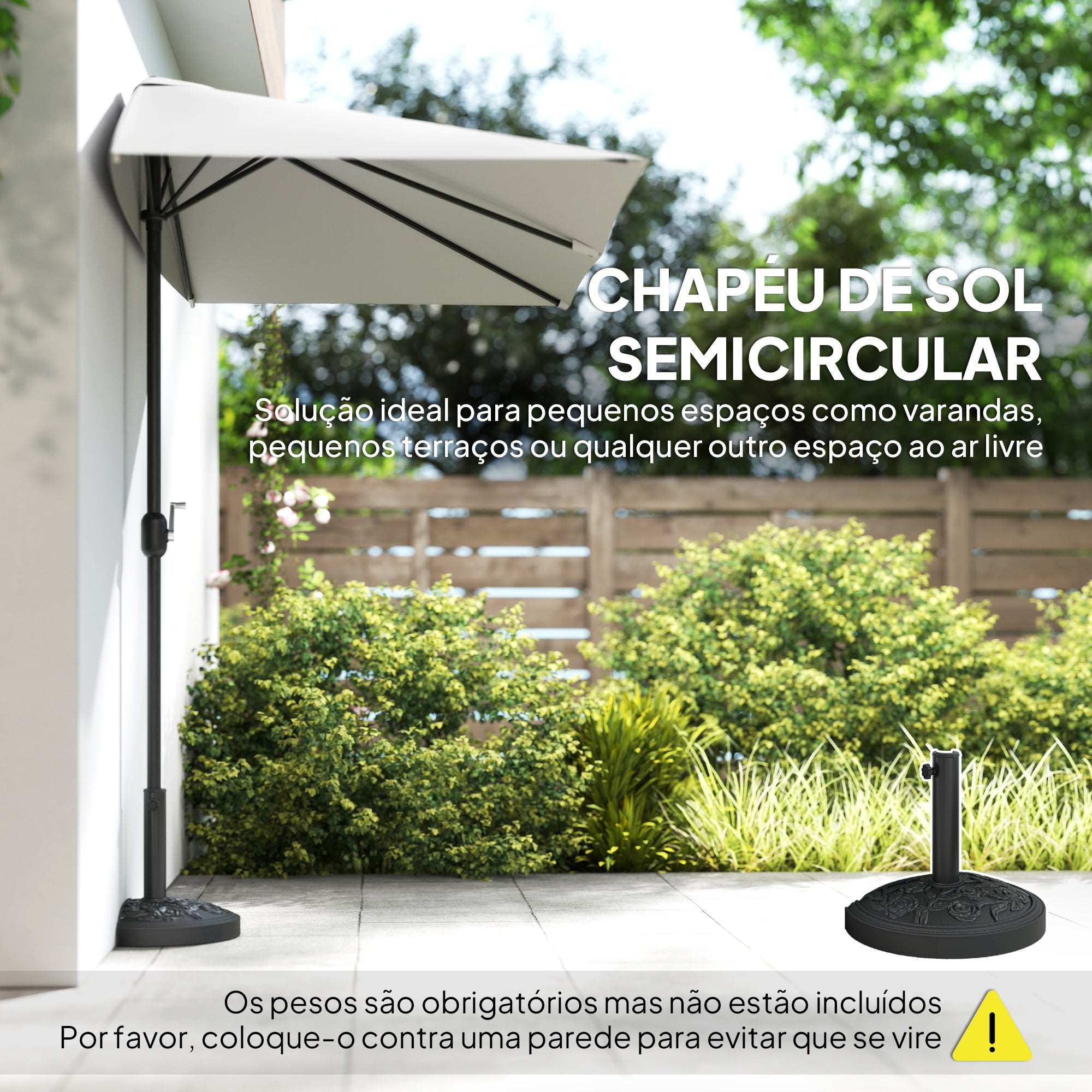 Chapéu de Sol Meio Retangular 230x130x245 cm - Creme Branco