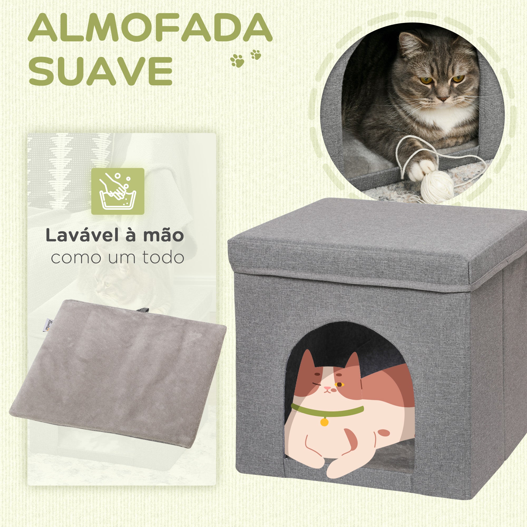 Casa para Gatos 36,5x36,5x36,5 cm Cinza - Refúgio Aconchegante para seu Felino