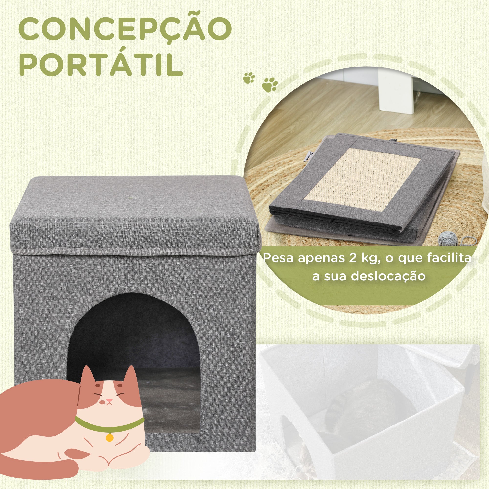 Casa para Gatos 36,5x36,5x36,5 cm Cinza - Refúgio Aconchegante para seu Felino