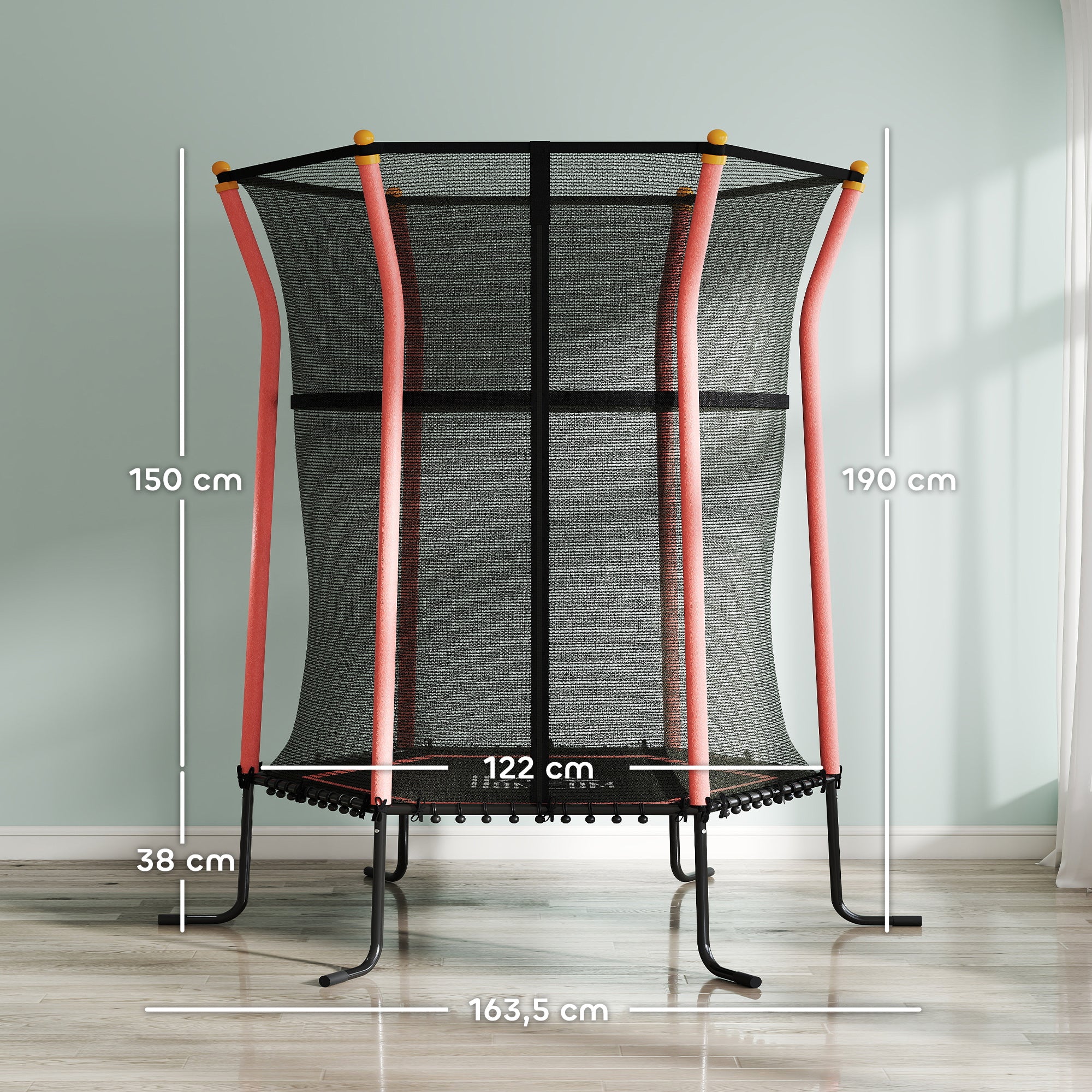 Trampolim Infantil – Ø163,5x190 cm – Vermelho – Aço e Polipropileno