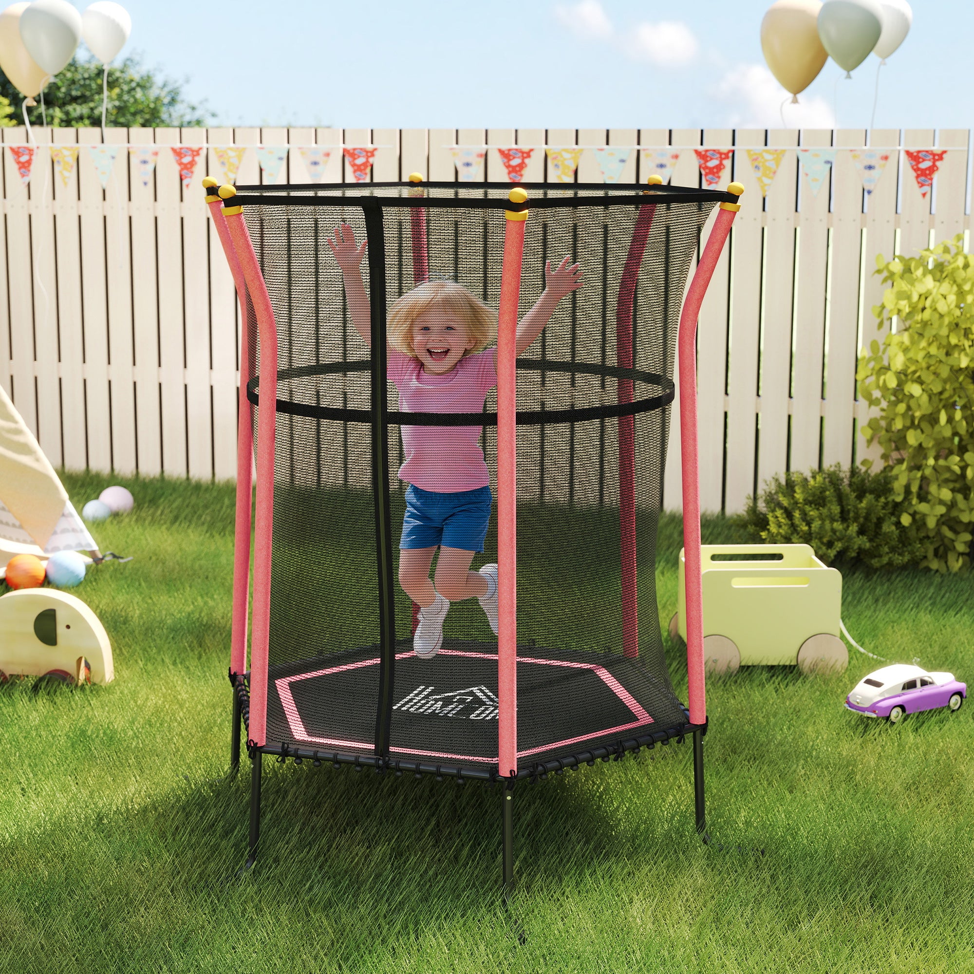 Trampolim Infantil – Ø163,5x190 cm – Vermelho – Aço e Polipropileno
