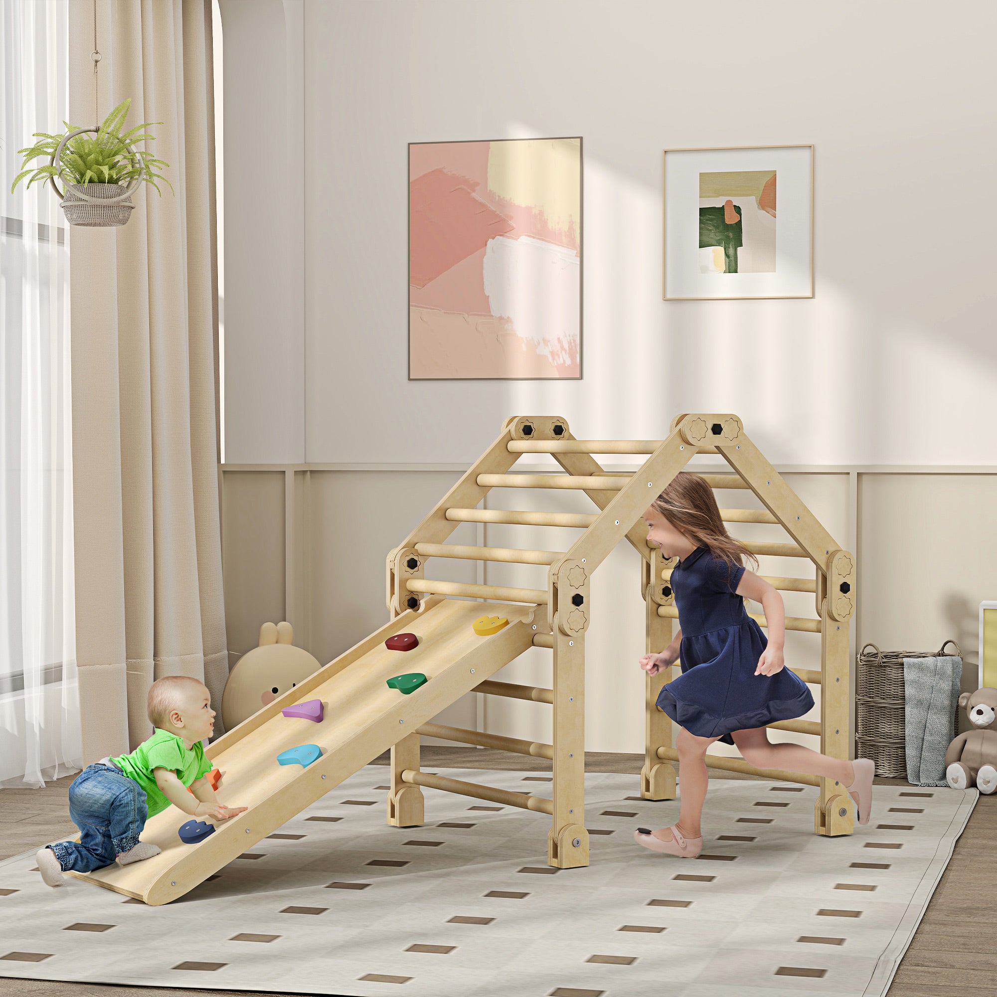 Estrutura de Escalada Dobrável Multicor 175x70x89 cm para Crianças de 18-48 Meses