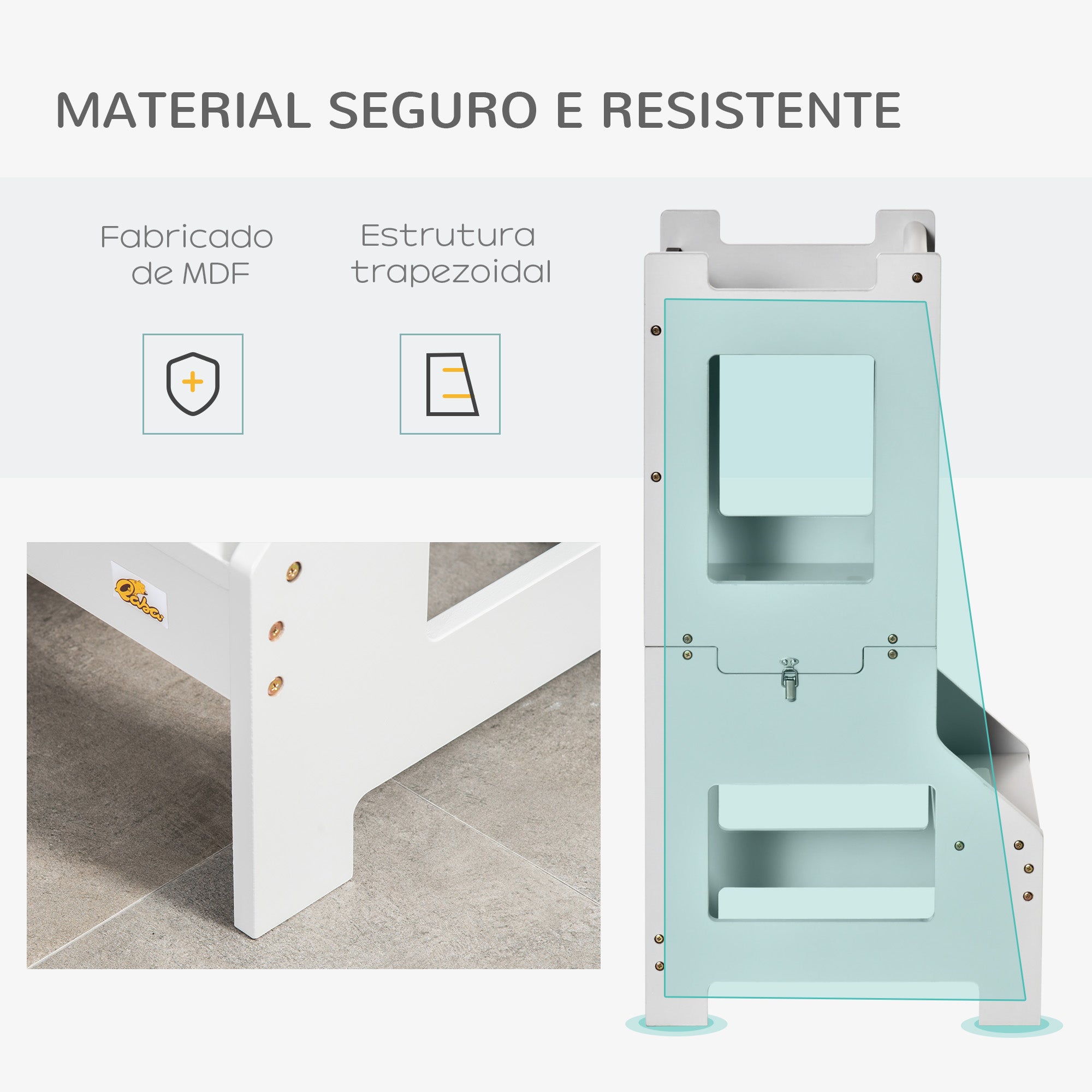 Torre de Aprendizagem Infantil – 42x44x86 cm – Cinzento – MDF