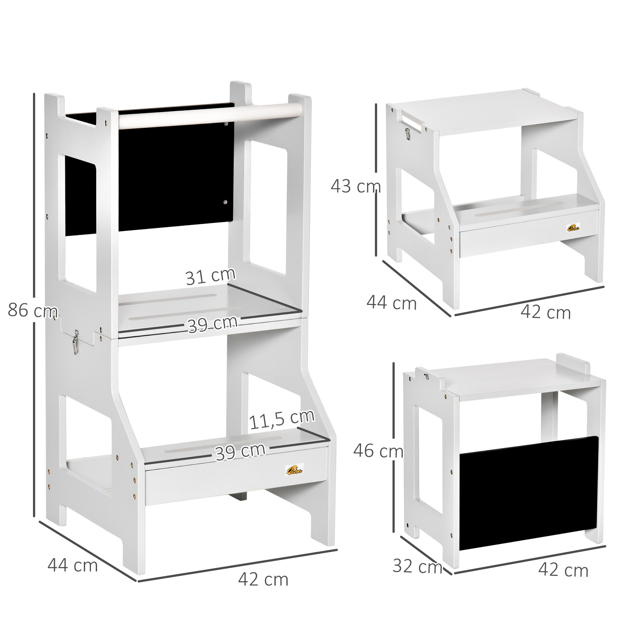 Torre de Aprendizagem Infantil – 42x44x86 cm – Cinzento – MDF