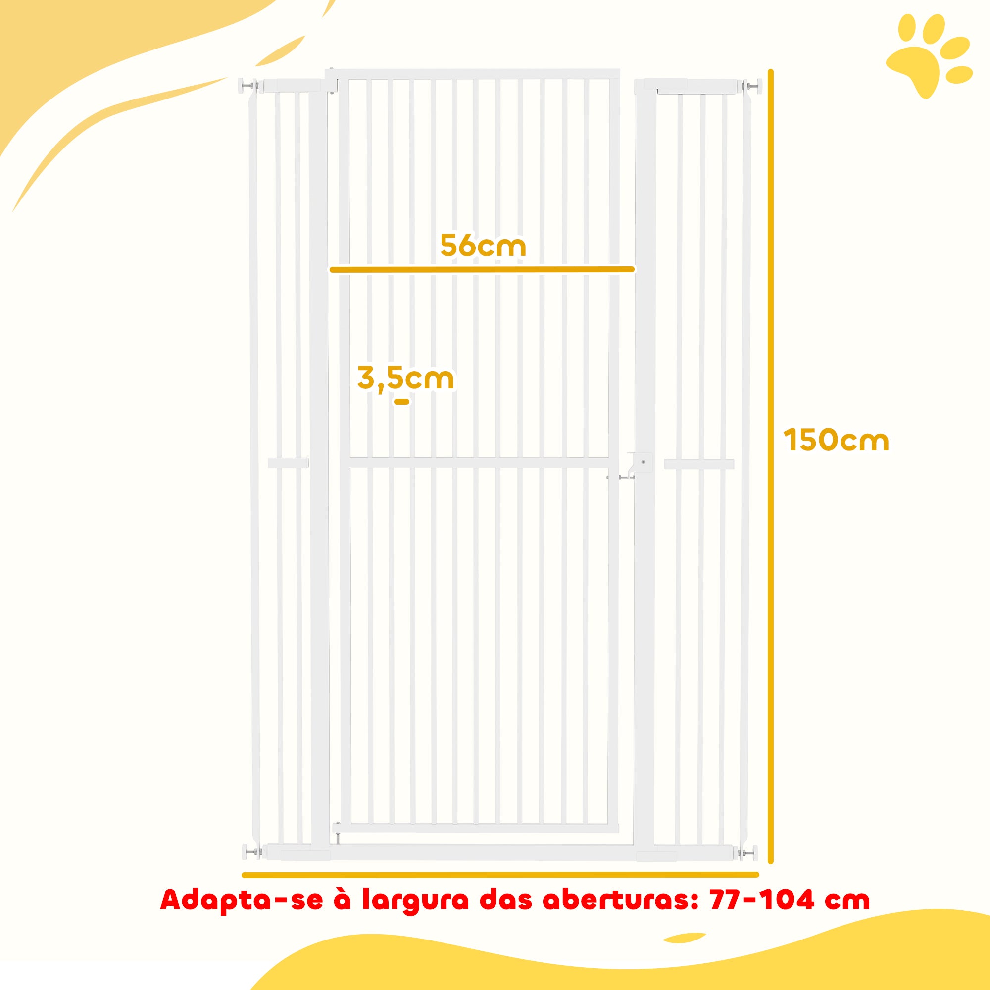 Barreira para Cães Extra Alta – 104x150 cm – Branco – Aço