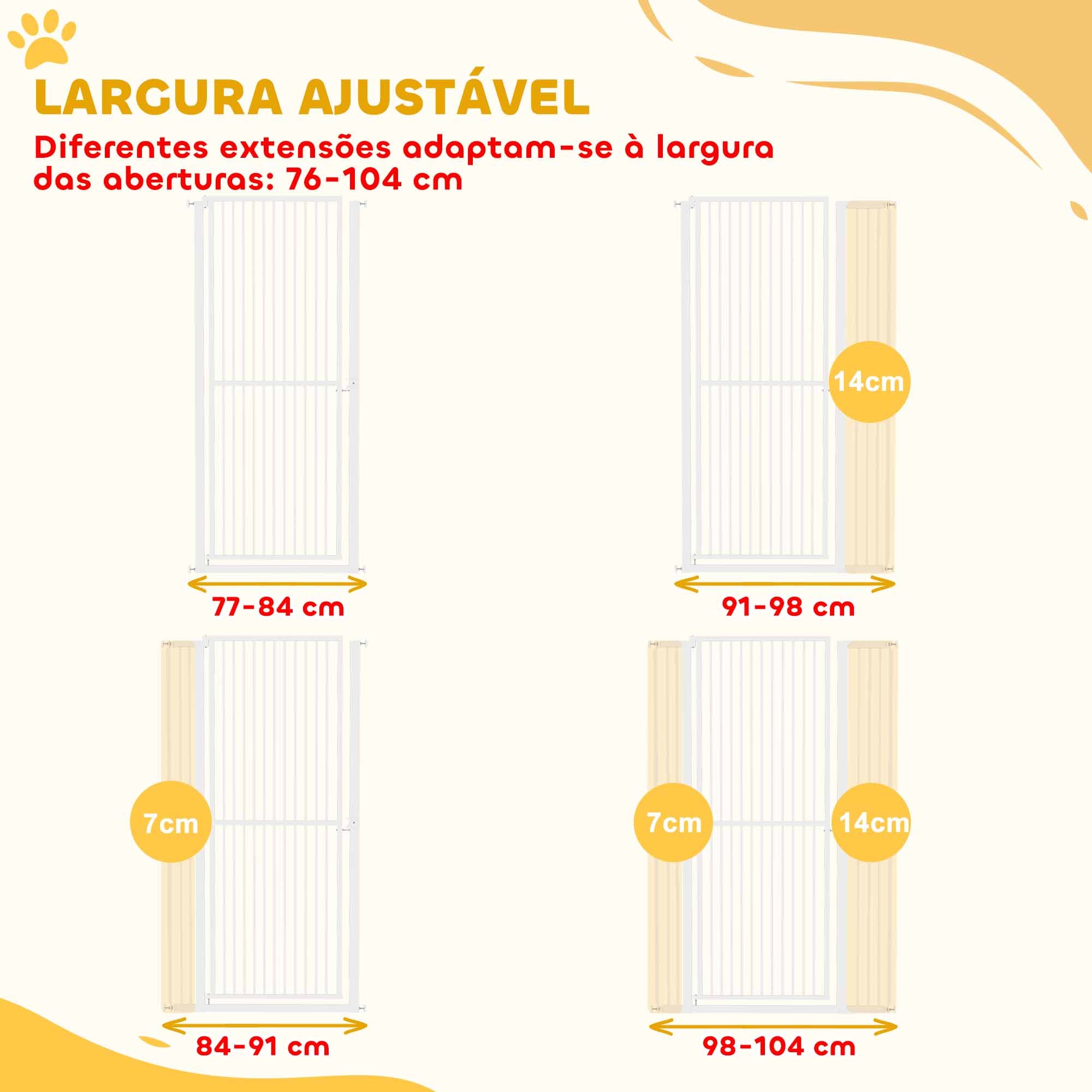 Barreira para Cães Extra Alta – 104x150 cm – Branco – Aço