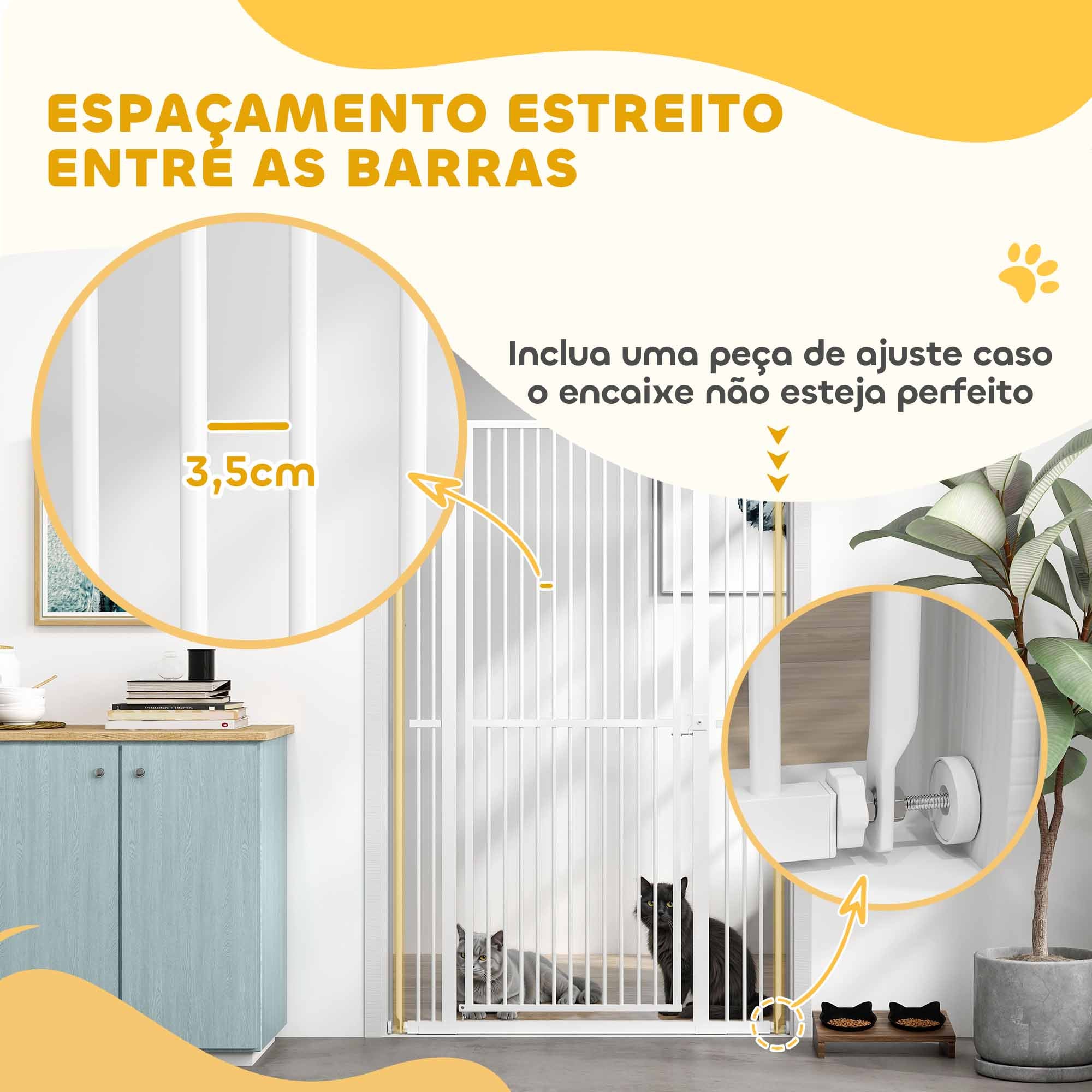Barreira para Cães Extra Alta – 104x150 cm – Branco – Aço