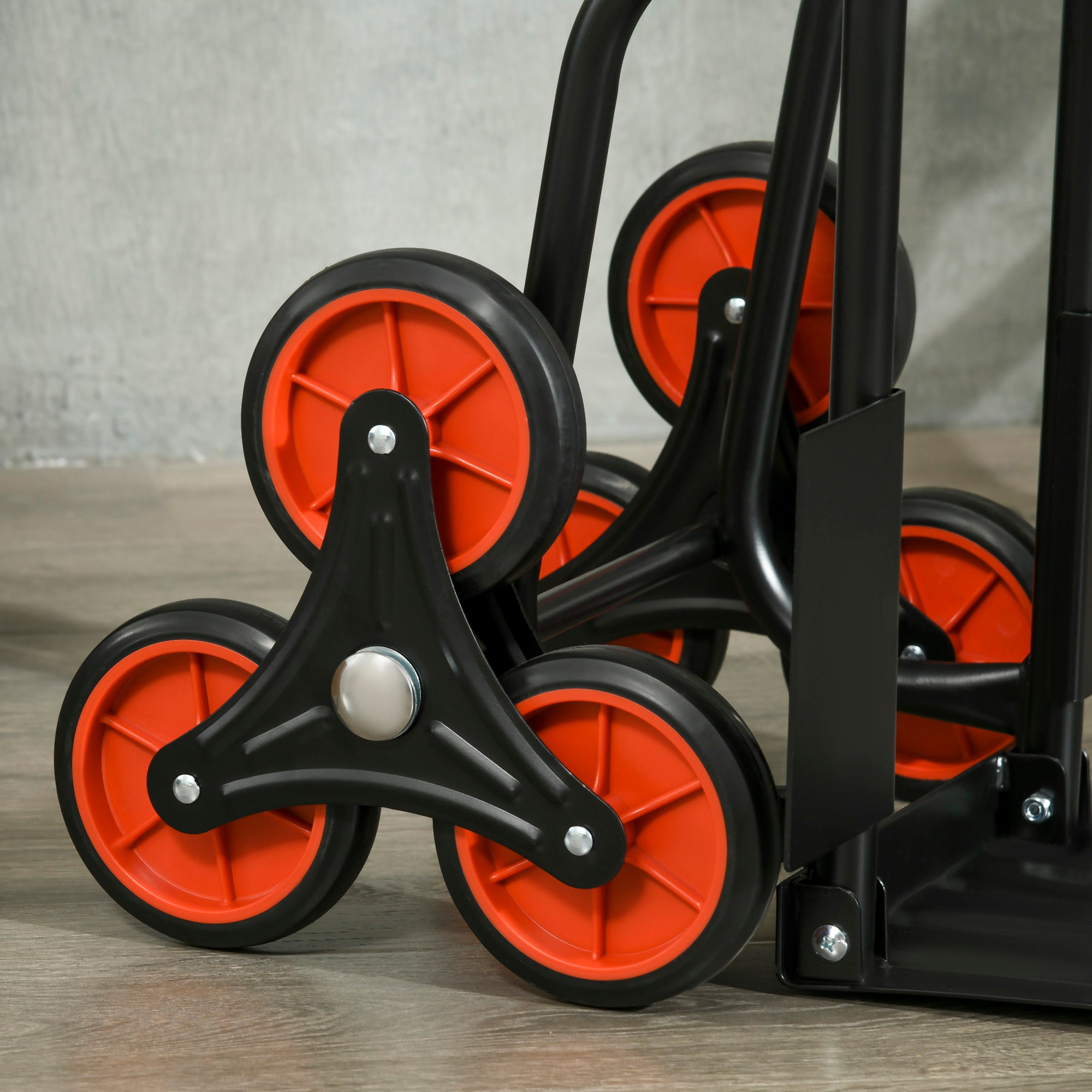 Carrinho de Mão de Escada Dobrável com Rodas – 44x38x106,5 cm – Cor Preto – Aço