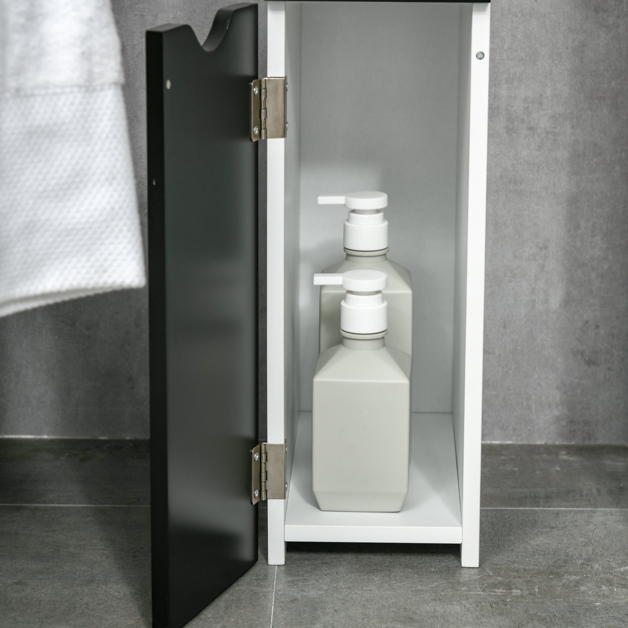 Coluna Auxiliar Casa de Banho Moderna 15,2x29,8x118 cm Branco e Preto