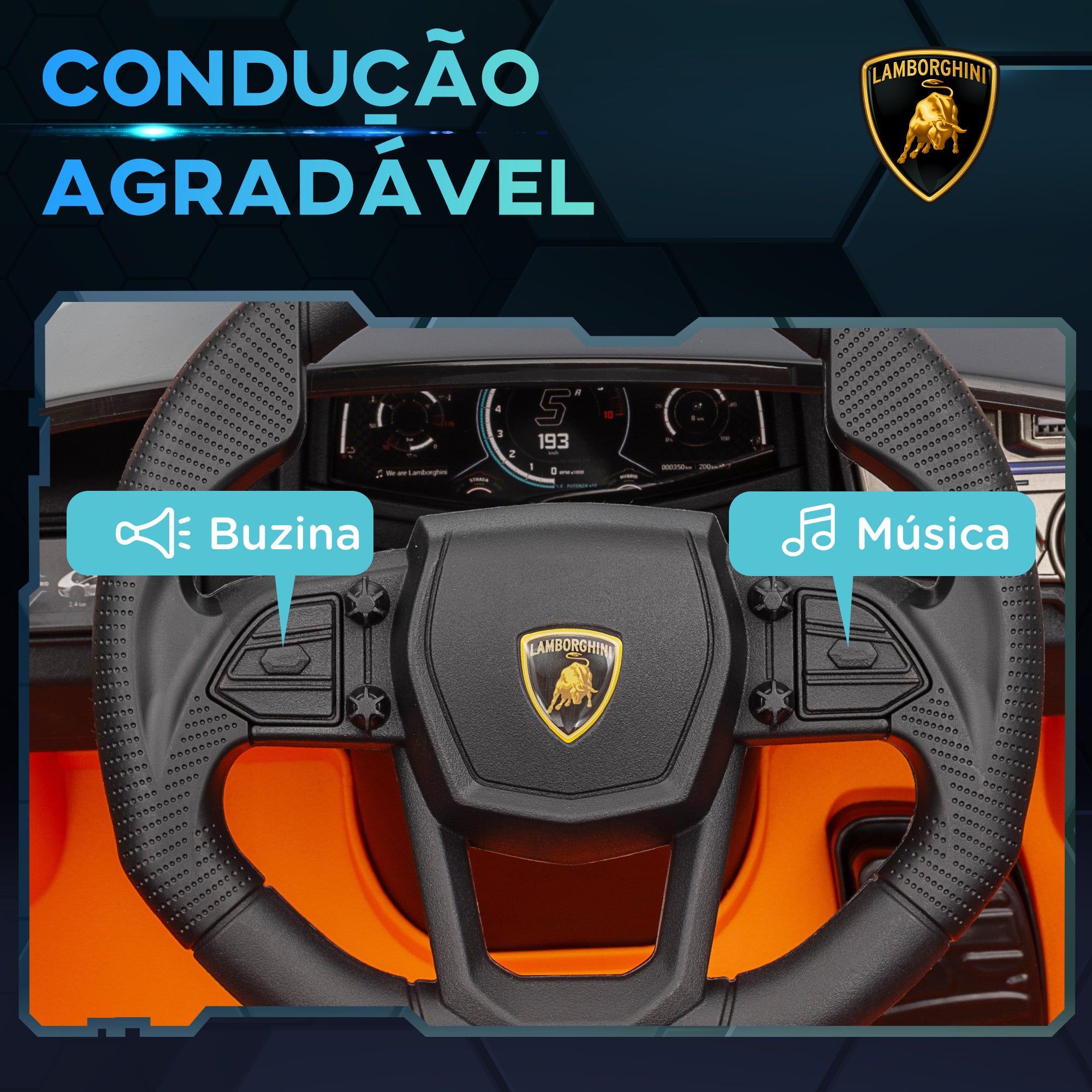 Carro Elétrico Infantil – 105x60x40 cm – Laranja – Plástico e aço