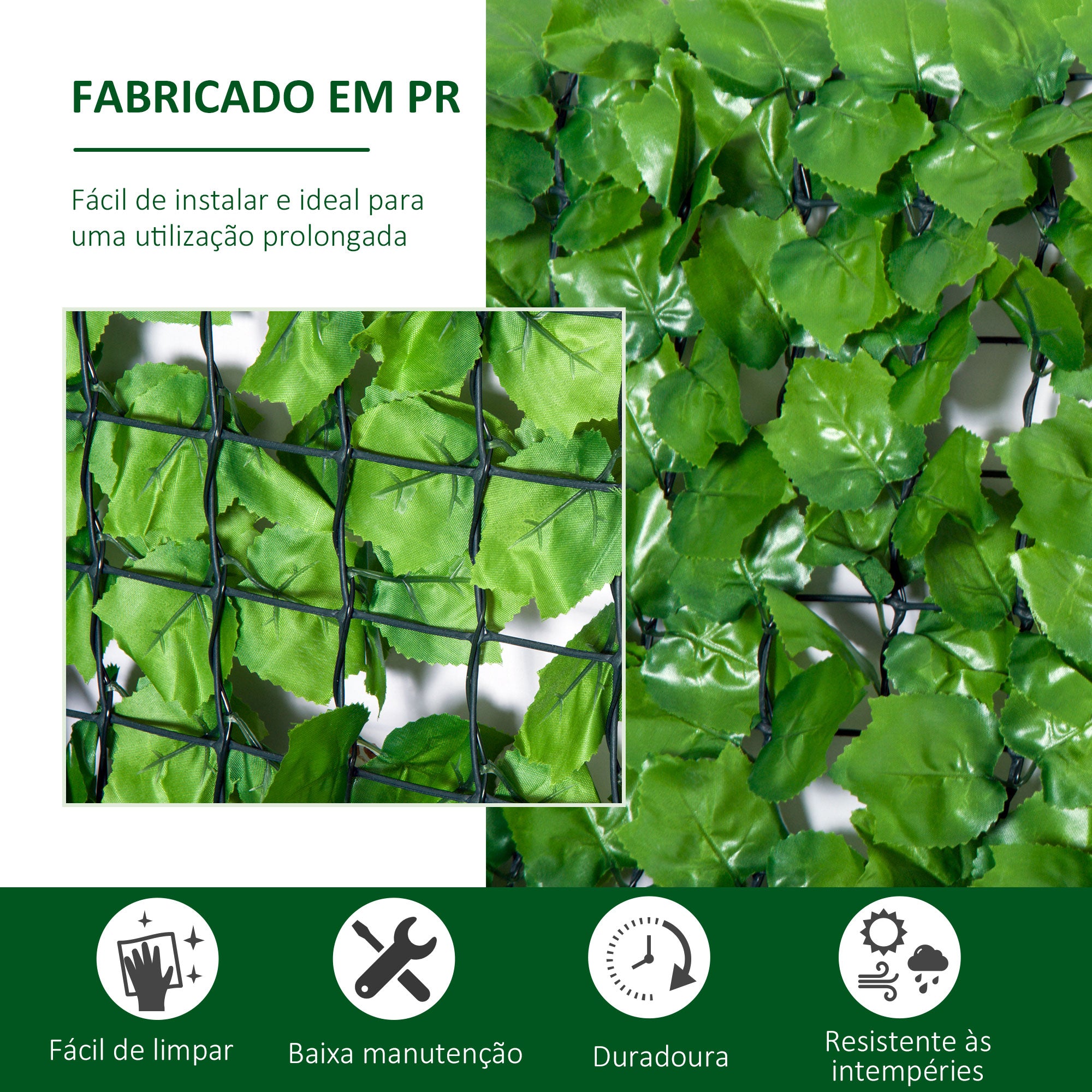 Vedação Artificial em Rolo – 300x150 cm – Verde – PE