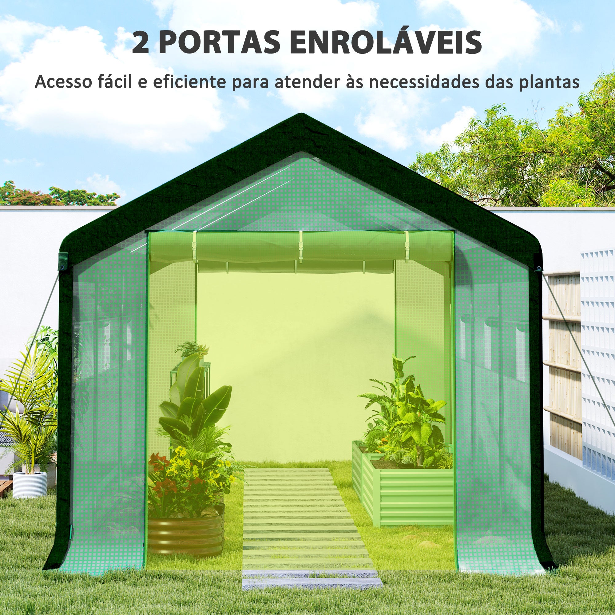 Estufa Tipo Túnel – 595x300x280 cm – Verde – Aço Galvanizado