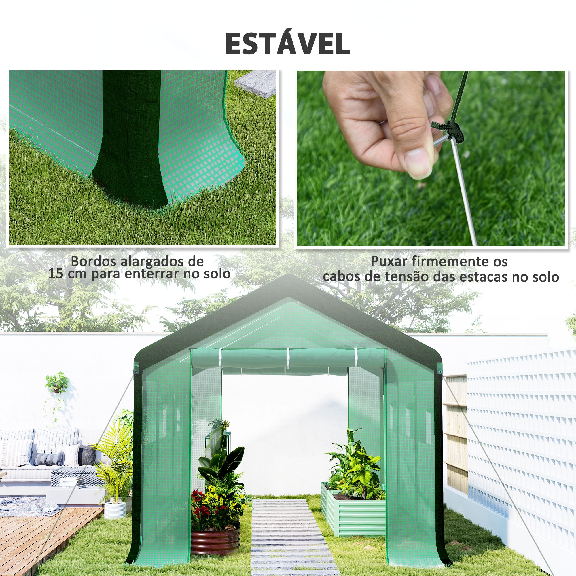 Estufa Tipo Túnel – 595x300x280 cm – Verde – Aço Galvanizado