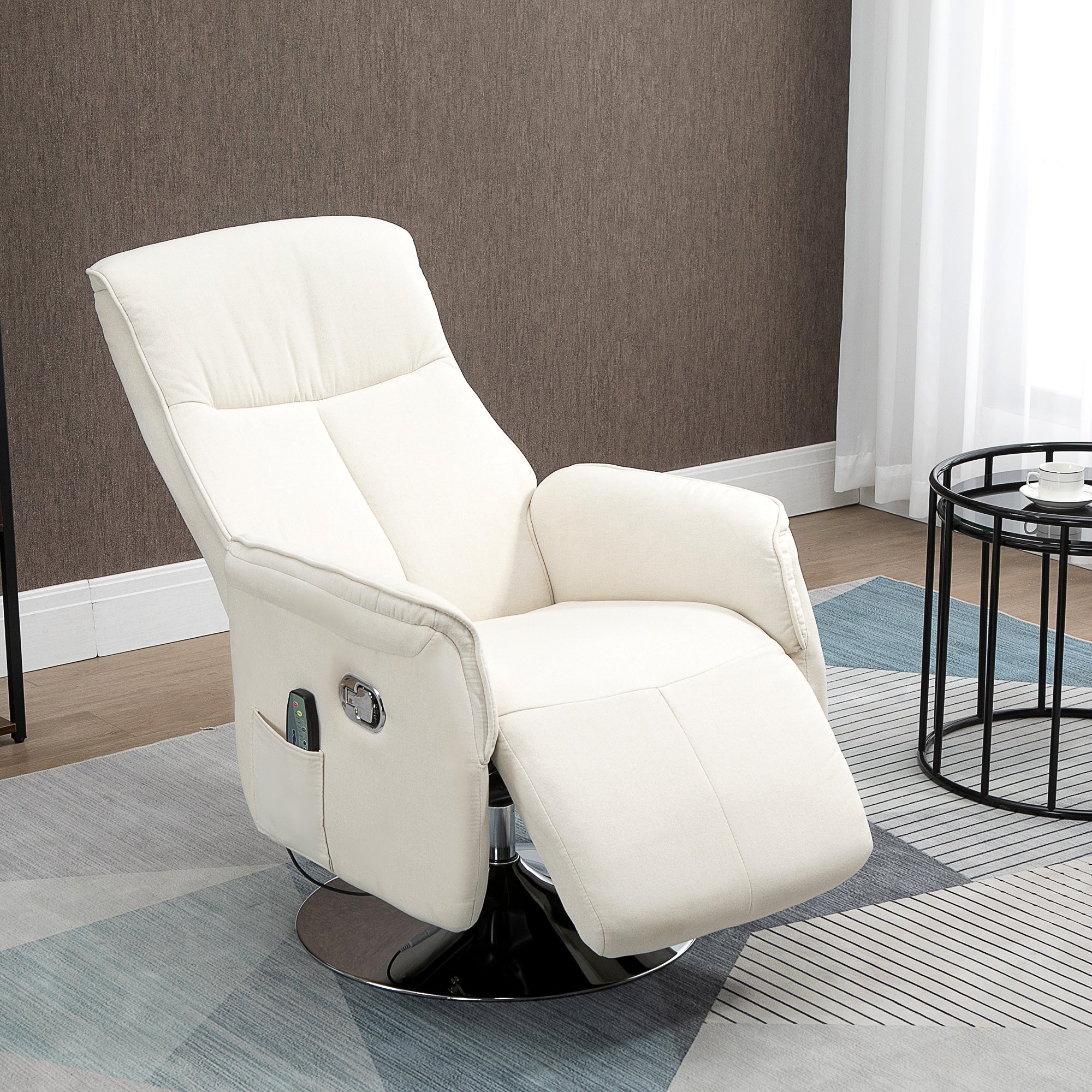 Poltrona de Massagem Elétrica Creme Branco 68.5x84x110 cm