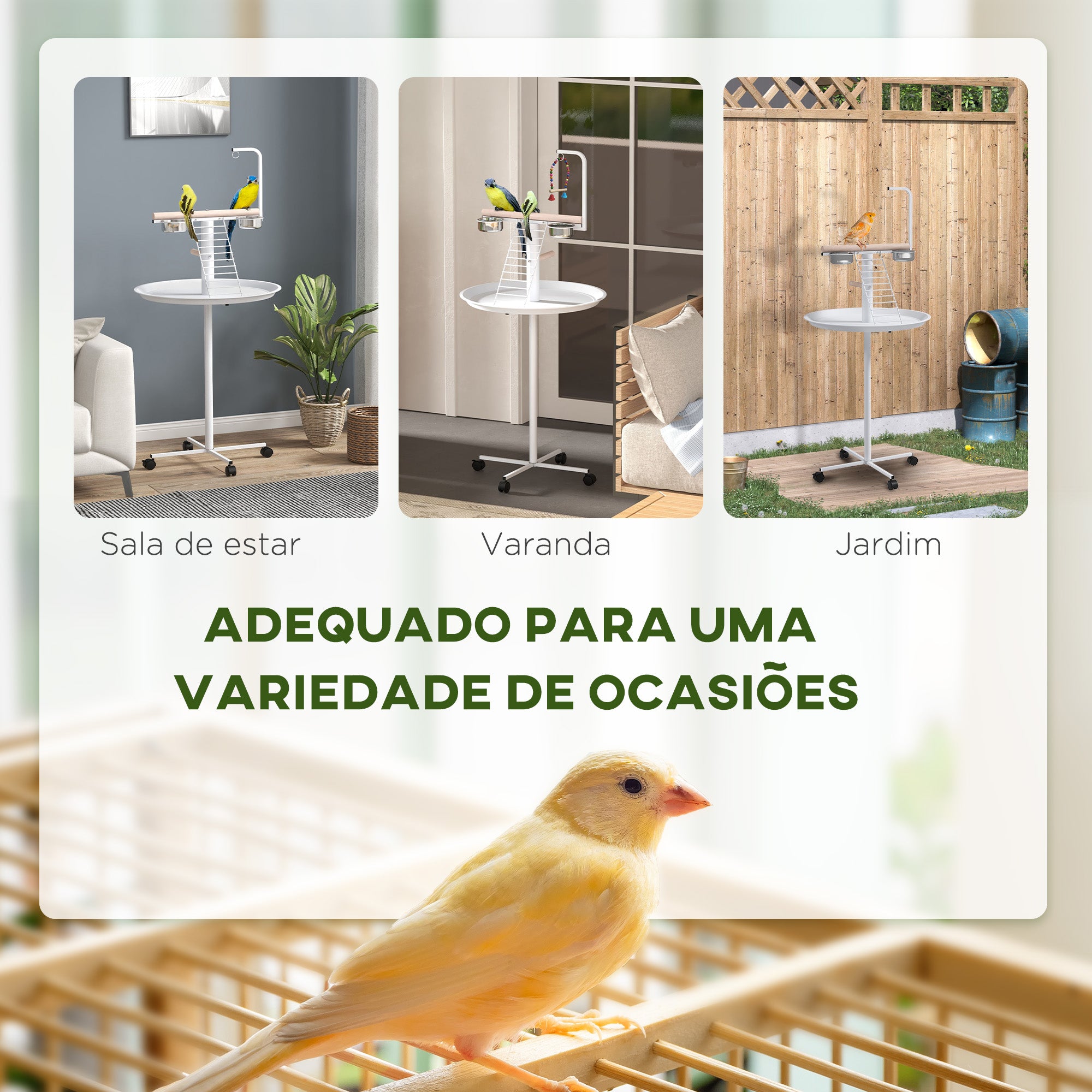 Comedouro para Pássaros de Exterior com Rodas Branco Ø60x138 cm