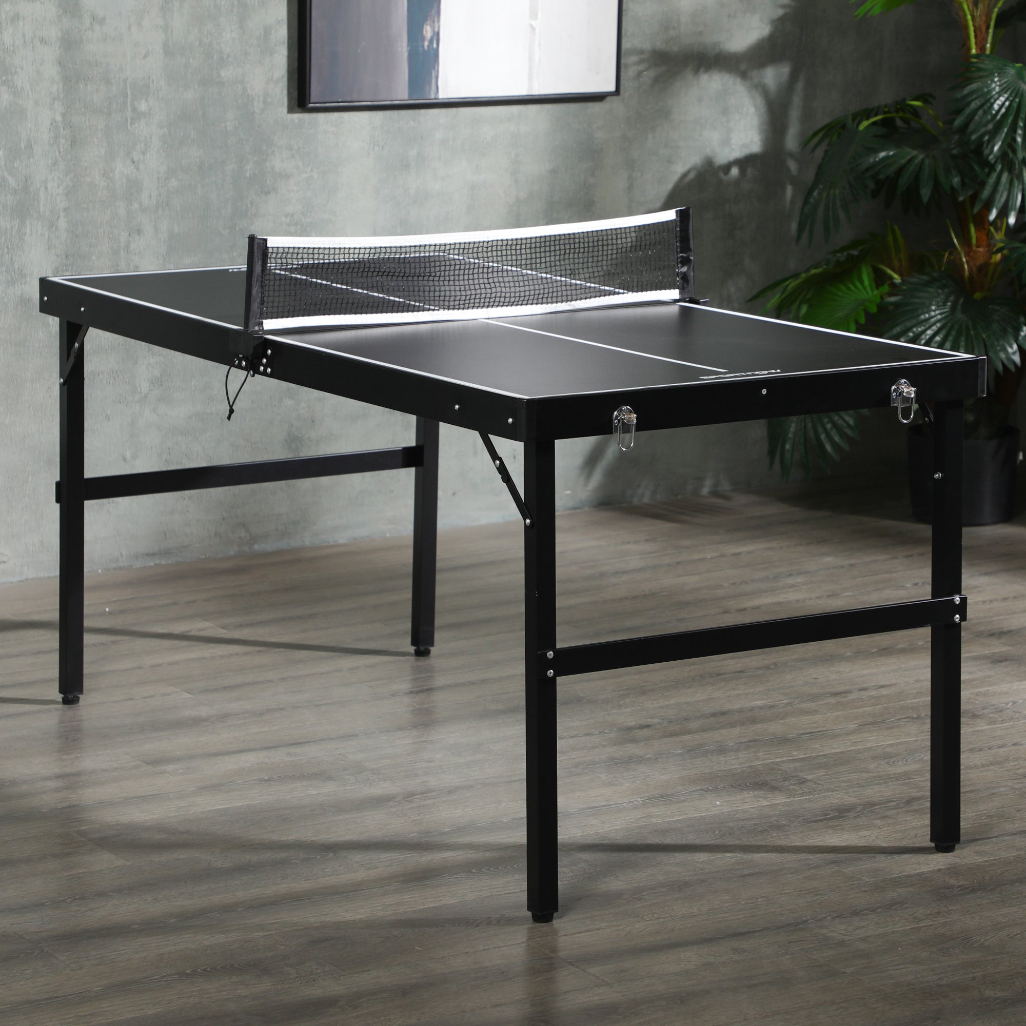 Mesa de Ping Pong Dobrável de Tamanho Médio 152x76x72 cm - Cor Preto