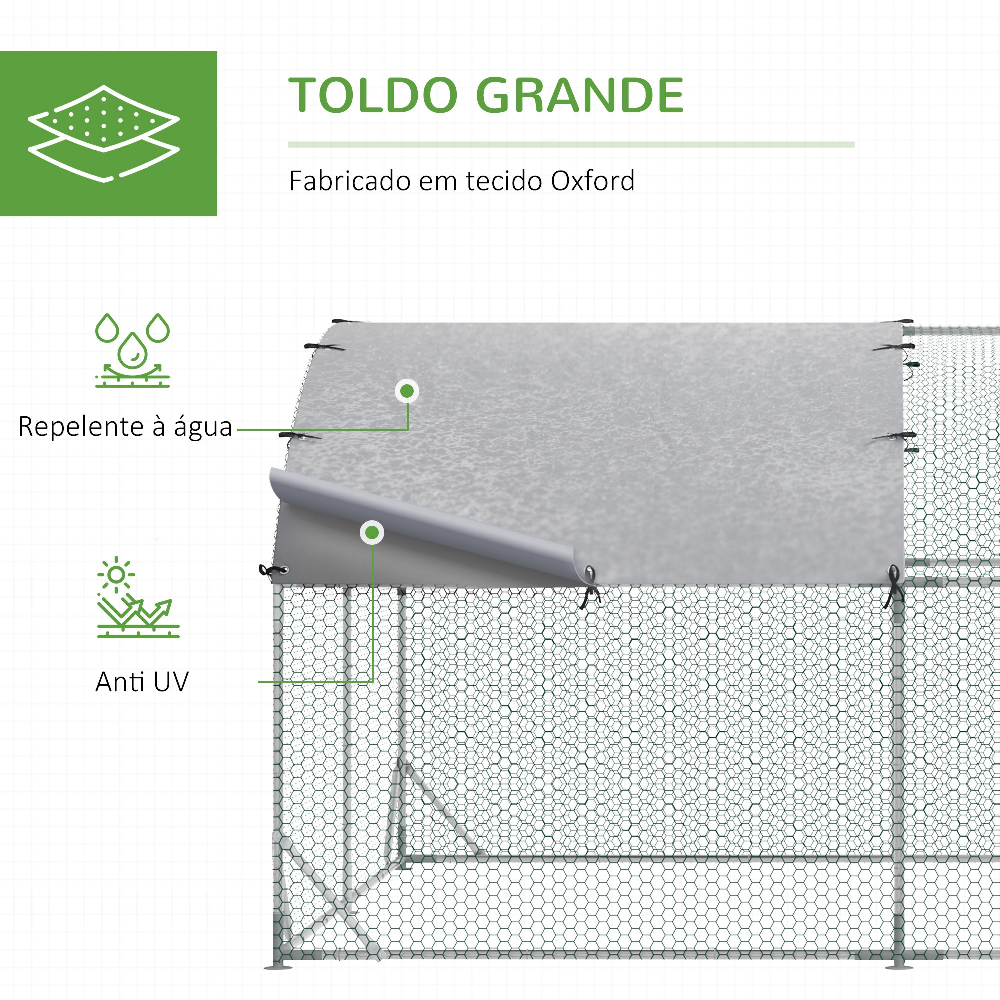 Galinheiro Grande Prata 280x380x197 cm para 6-12 Animais