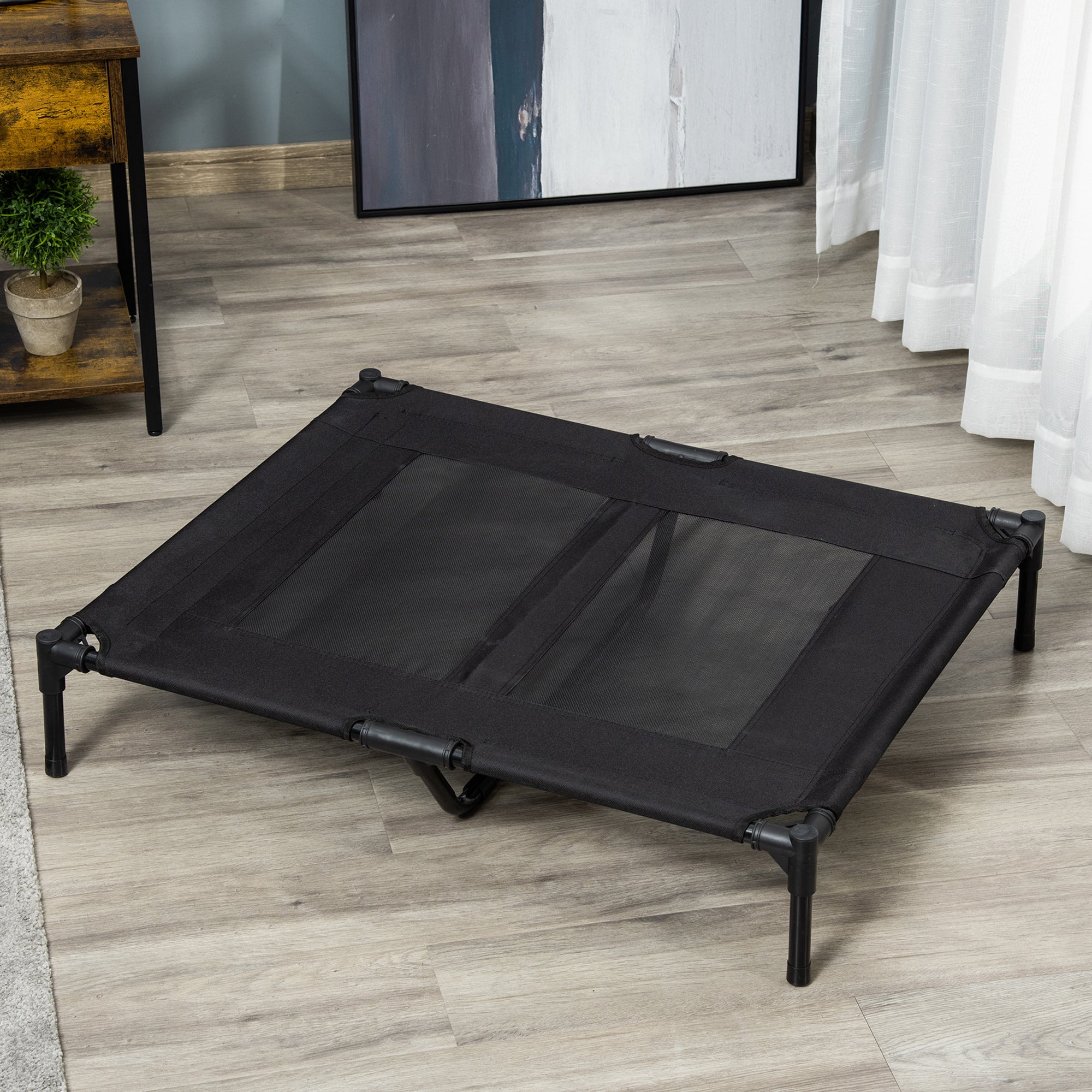 Cama Elevada para Animais de Estimação - 92x76x18 cm - Cor Preto