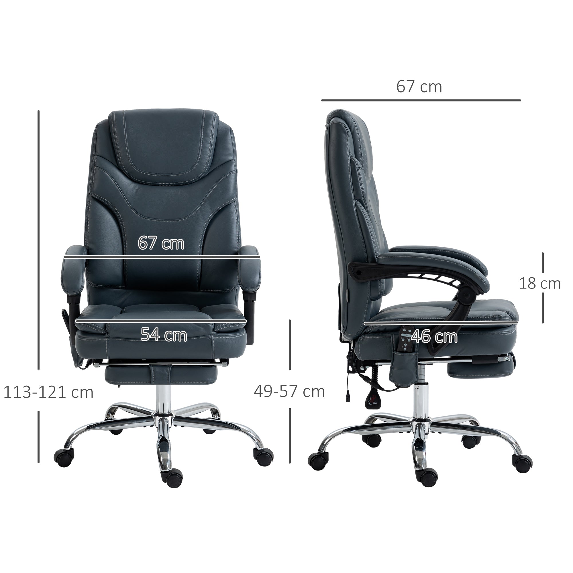 Cadeira de Escritório – 67x67x113-121 cm – Cinza – Couro PU, espuma e aço