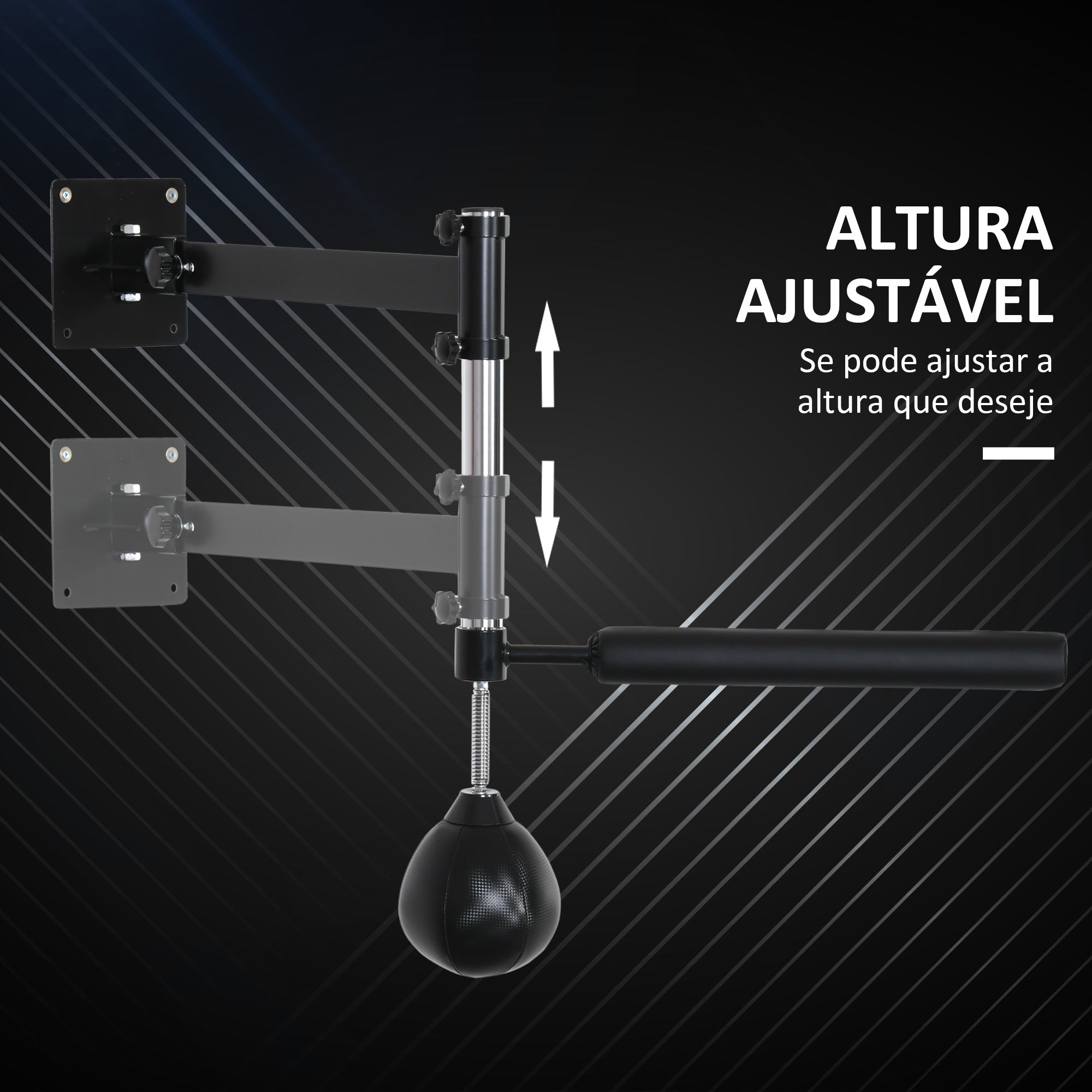 Punching Ball de Boxe Montado na Parede – 79x72x20 cm – Preto e Vermelho – Aço revestido a pó e Couro PU