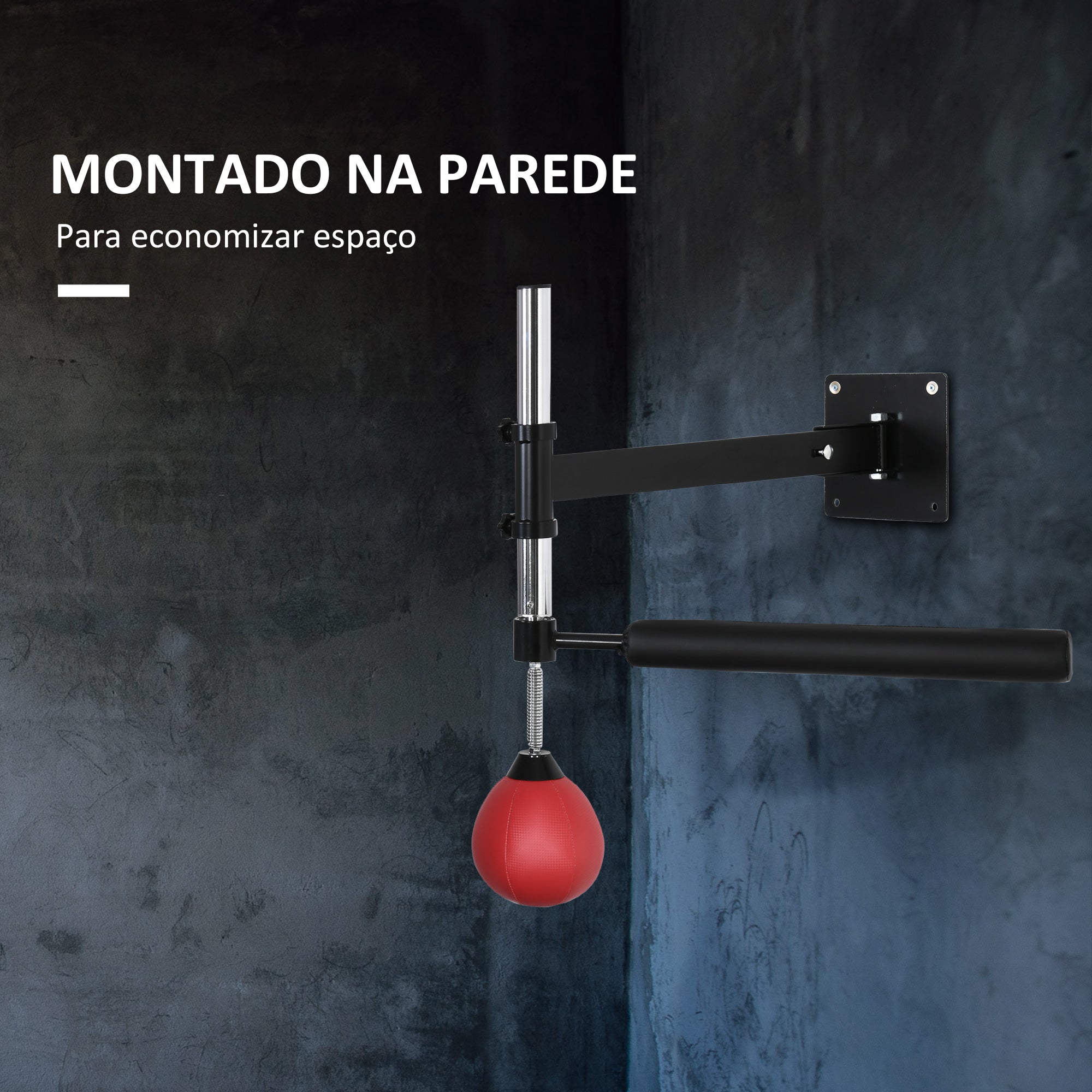 Punching Ball de Boxe Montado na Parede – 79x72x20 cm – Preto e Vermelho – Aço revestido a pó e Couro PU