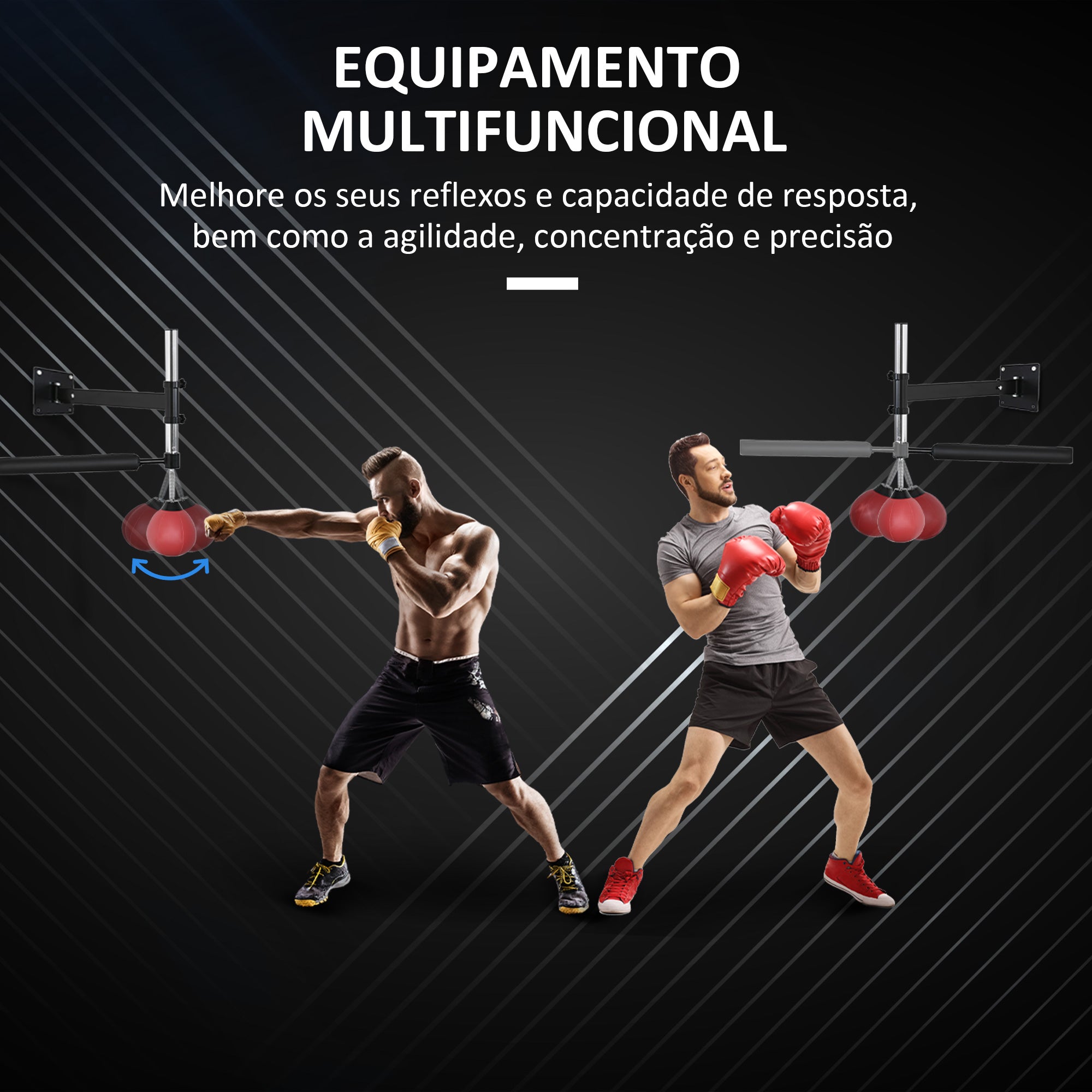 Punching Ball de Boxe Montado na Parede – 79x72x20 cm – Preto e Vermelho – Aço revestido a pó e Couro PU
