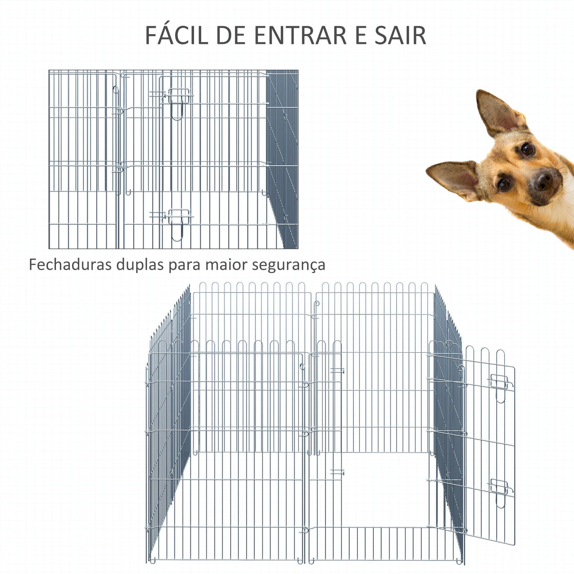 Parque para Animais de Estimação 63x91cm Prata