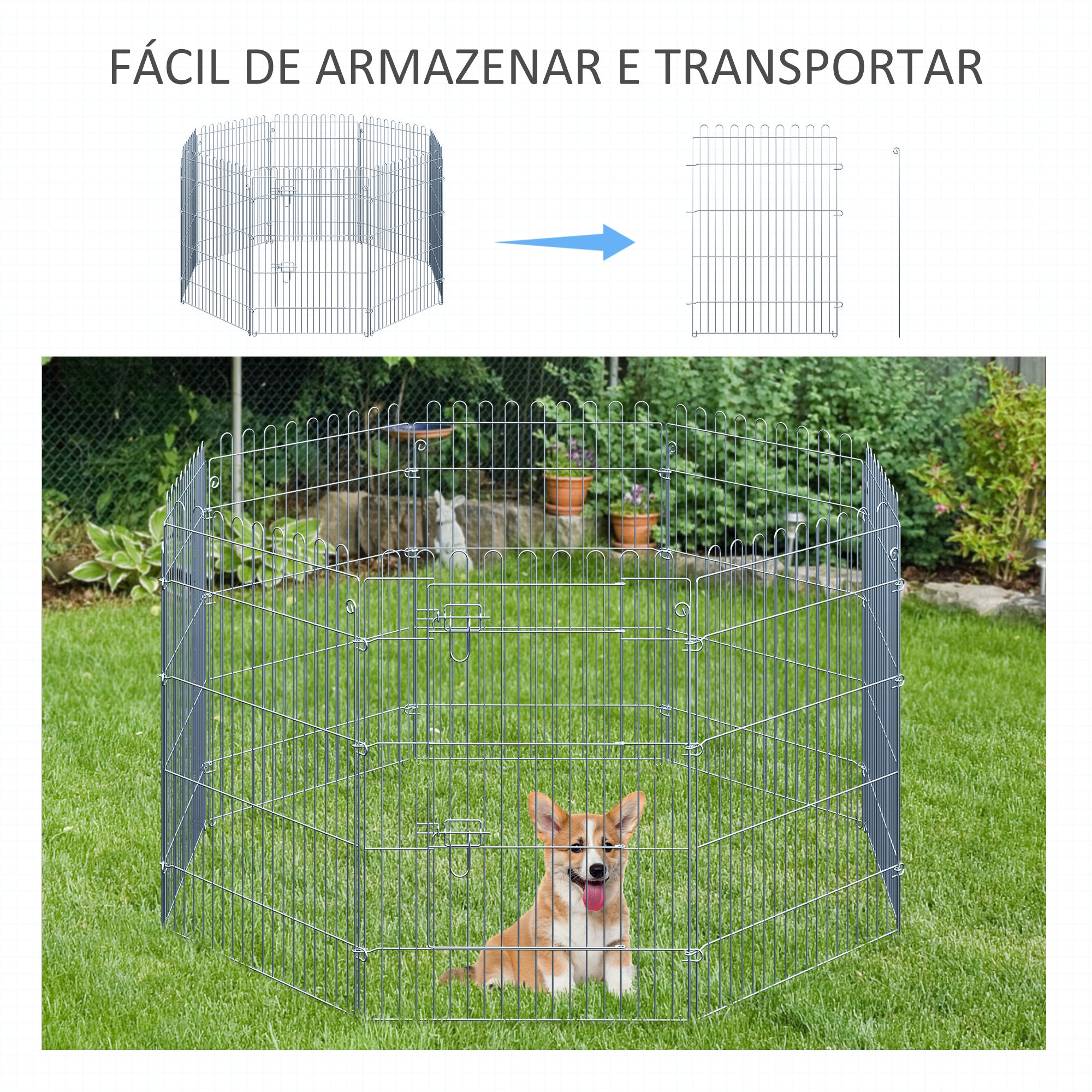 Parque para Animais de Estimação 63x91cm Prata