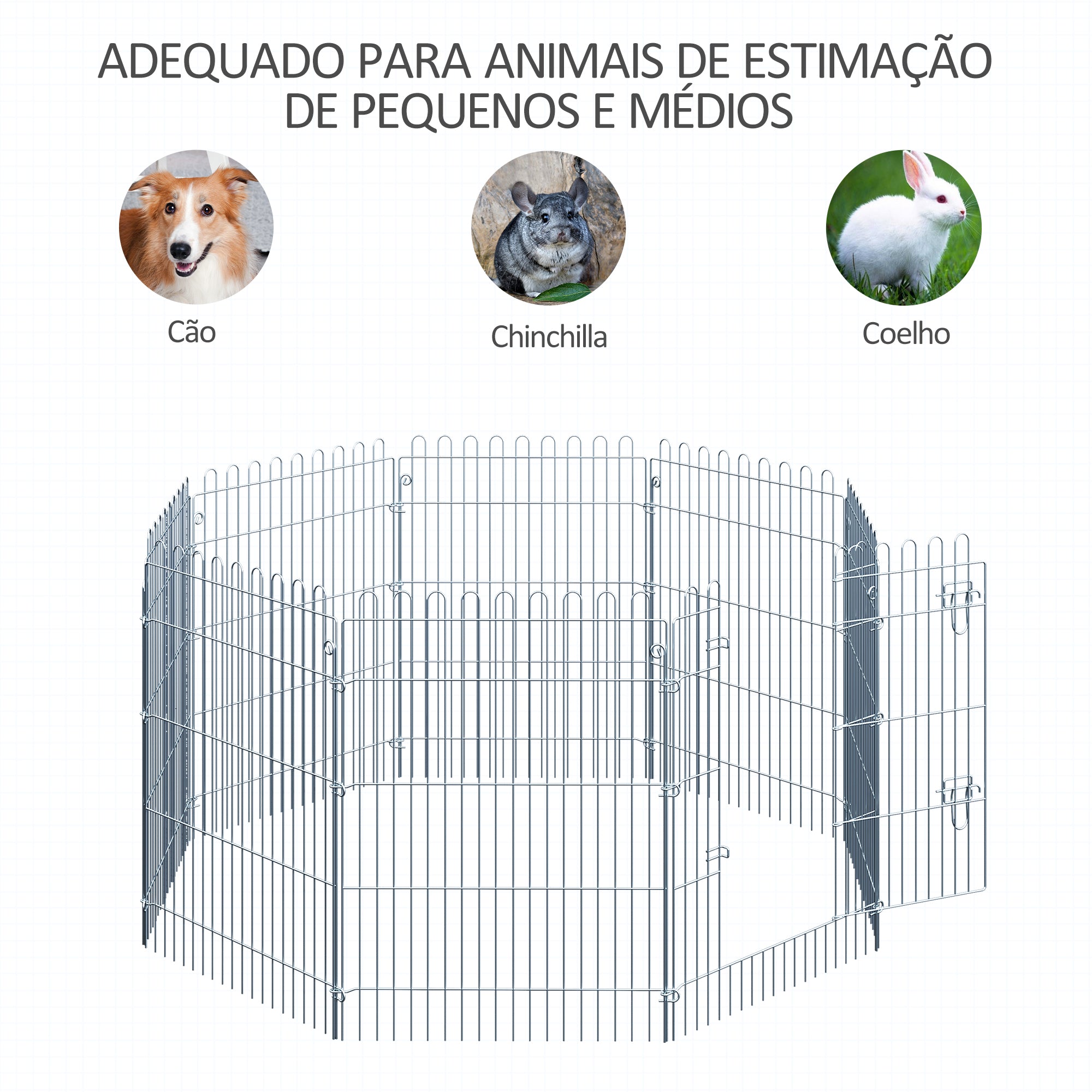 Parque para Animais de Estimação 63x91cm Prata