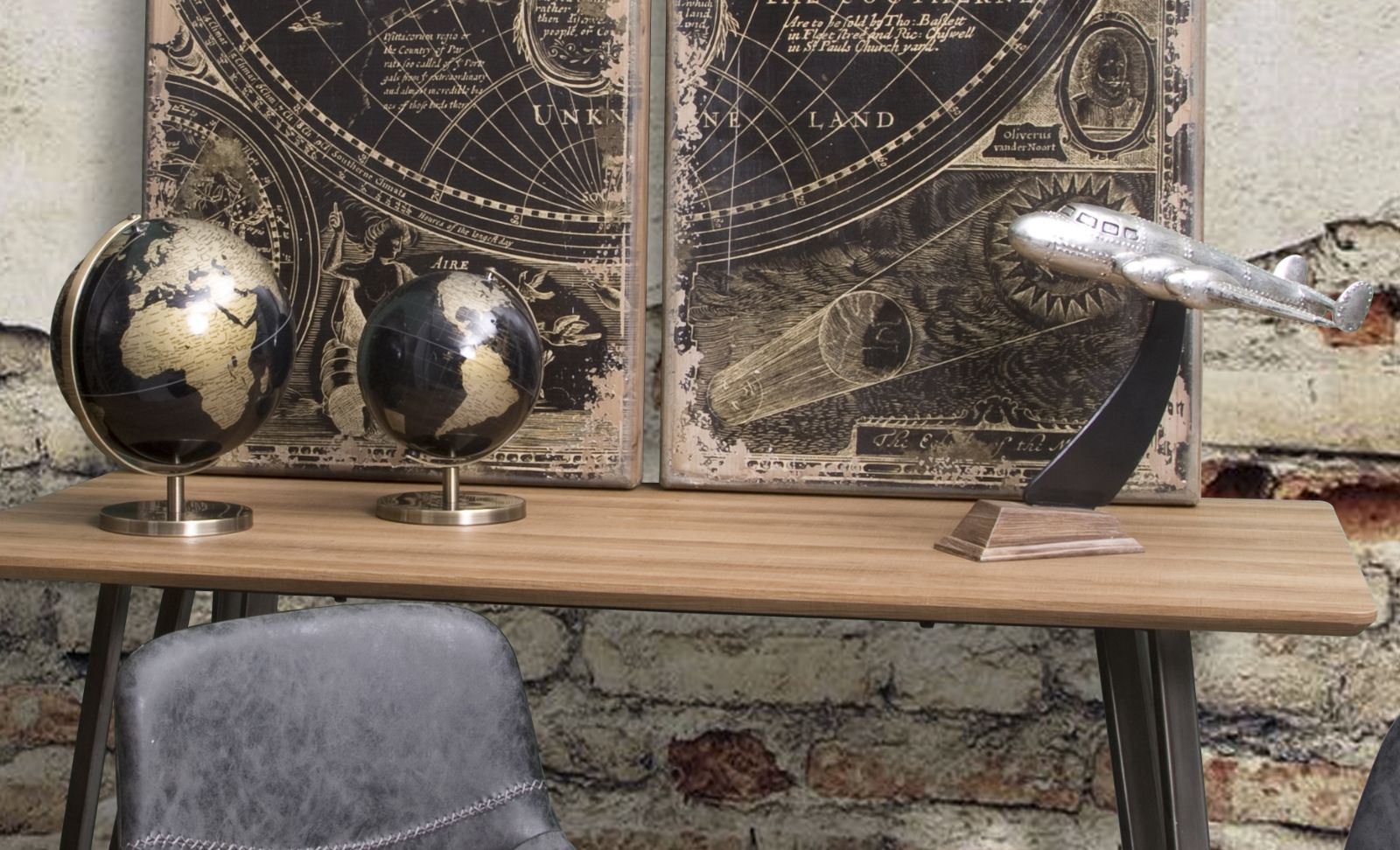 Globo Decorativo INDUSTRIAL – Preto/Dourado