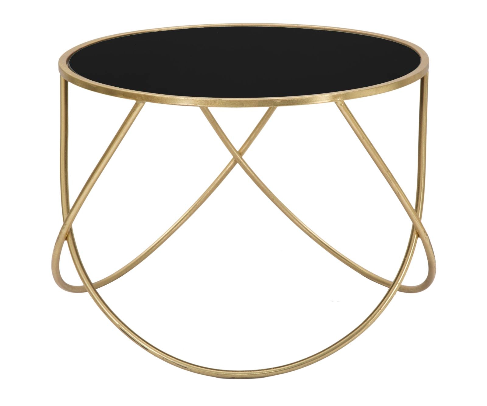 Mesa de Centro Redonda GLAM – Preto/Dourado