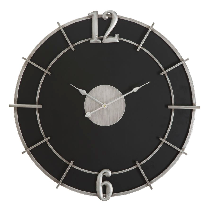 Relógio de Parede – Prateado/Preto – Metal e Madeira