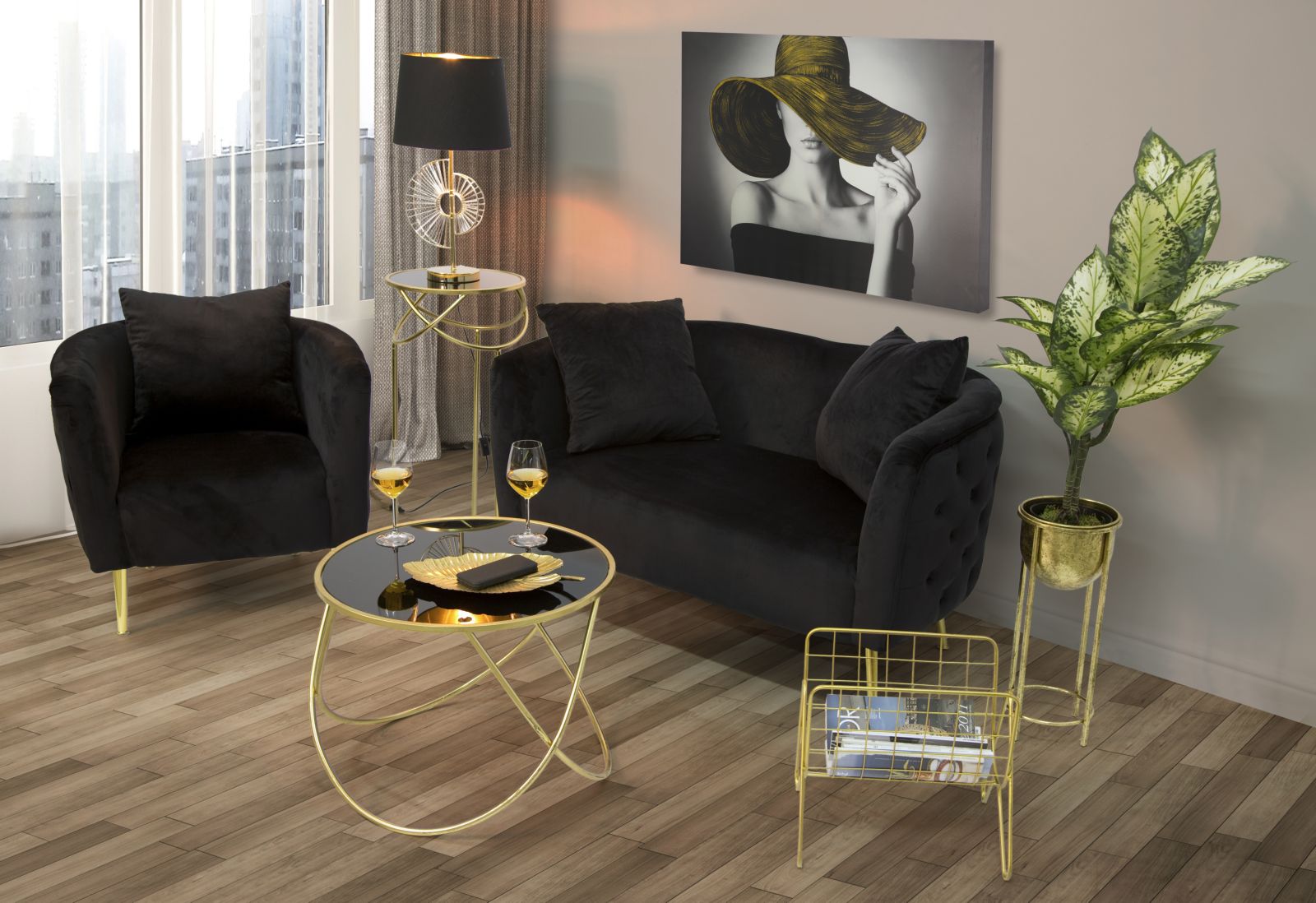 Sofá de 2 Lugares GLAM – Preto