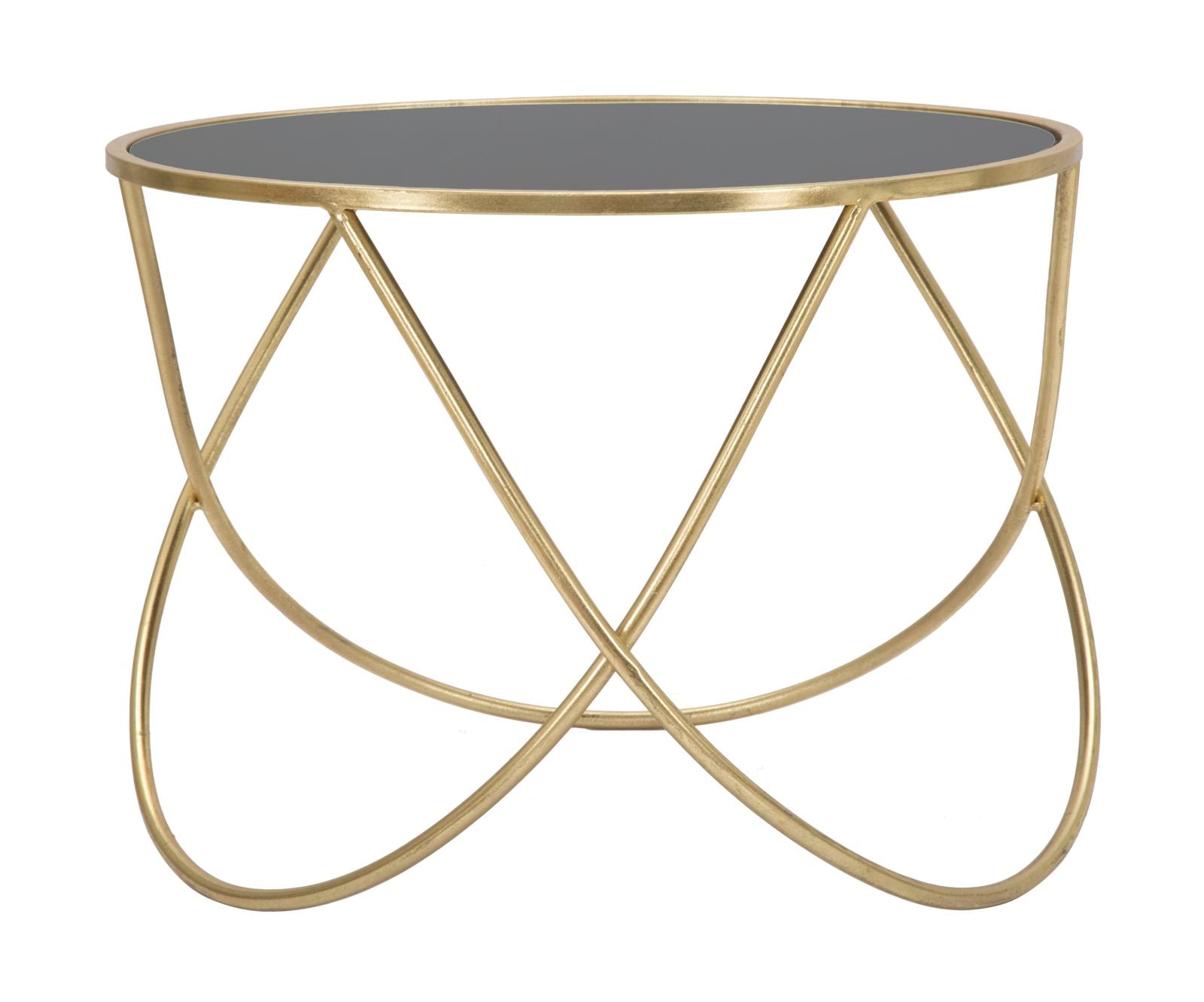 Mesa de Centro Redonda GLAM – Preto/Dourado