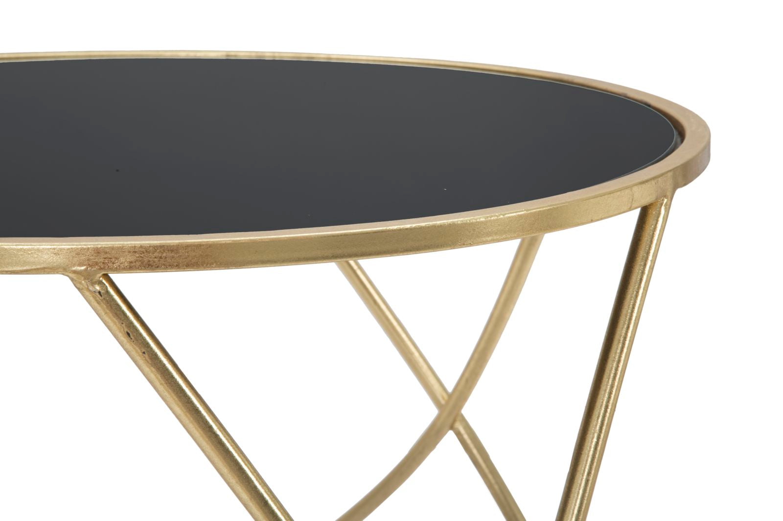 Mesa de Centro Redonda GLAM – Preto/Dourado