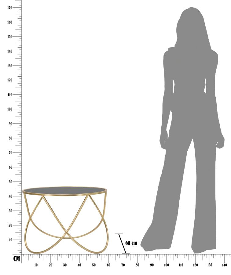 Mesa de Centro Redonda GLAM – Preto/Dourado