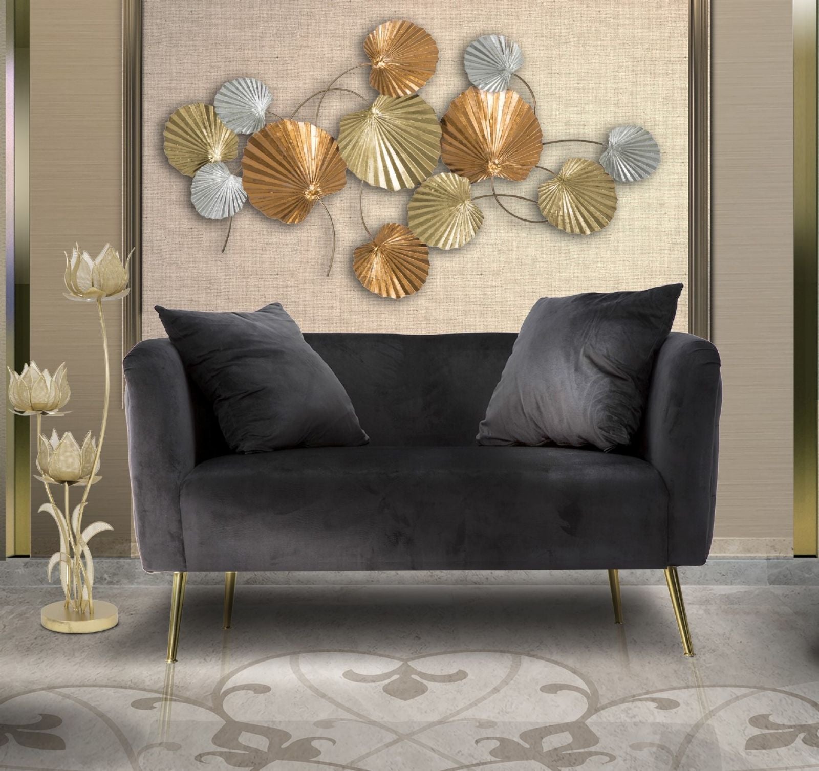 Sofá de 2 Lugares GLAM – Preto