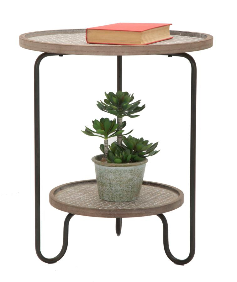 Mesa de Café Redonda Industrial – Preto e Castanho