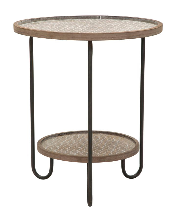 Mesa de Café Redonda Industrial – Preto e Castanho