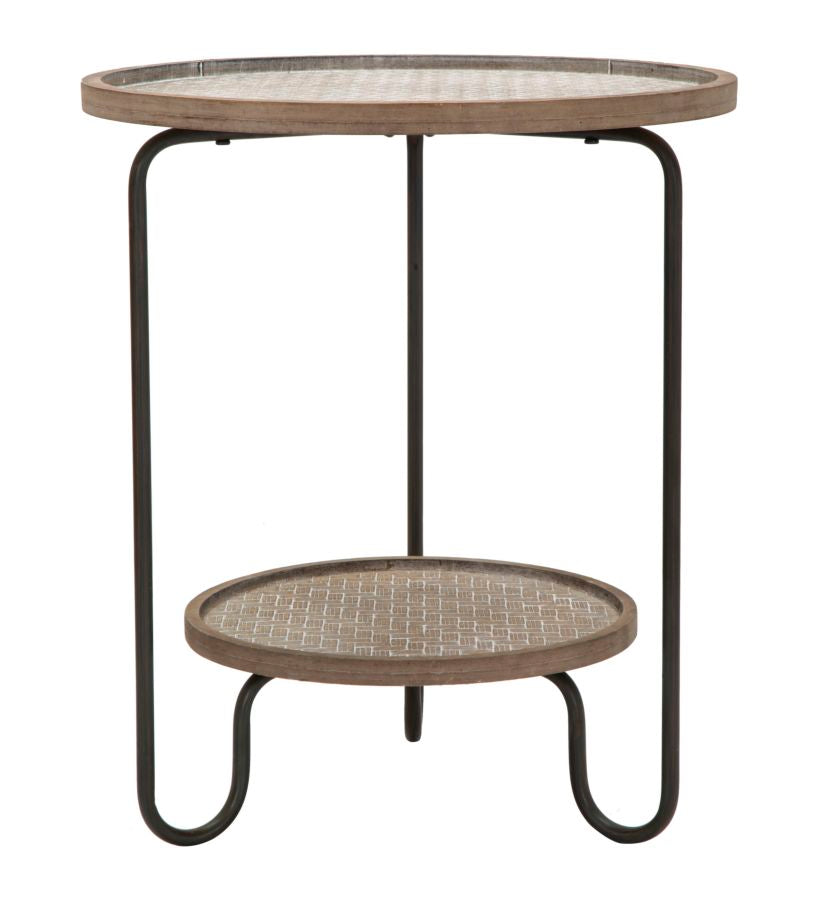Mesa de Café Redonda Industrial – Preto e Castanho