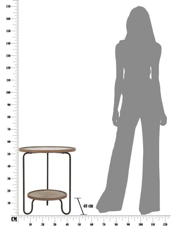 Mesa de Café Redonda Industrial – Preto e Castanho