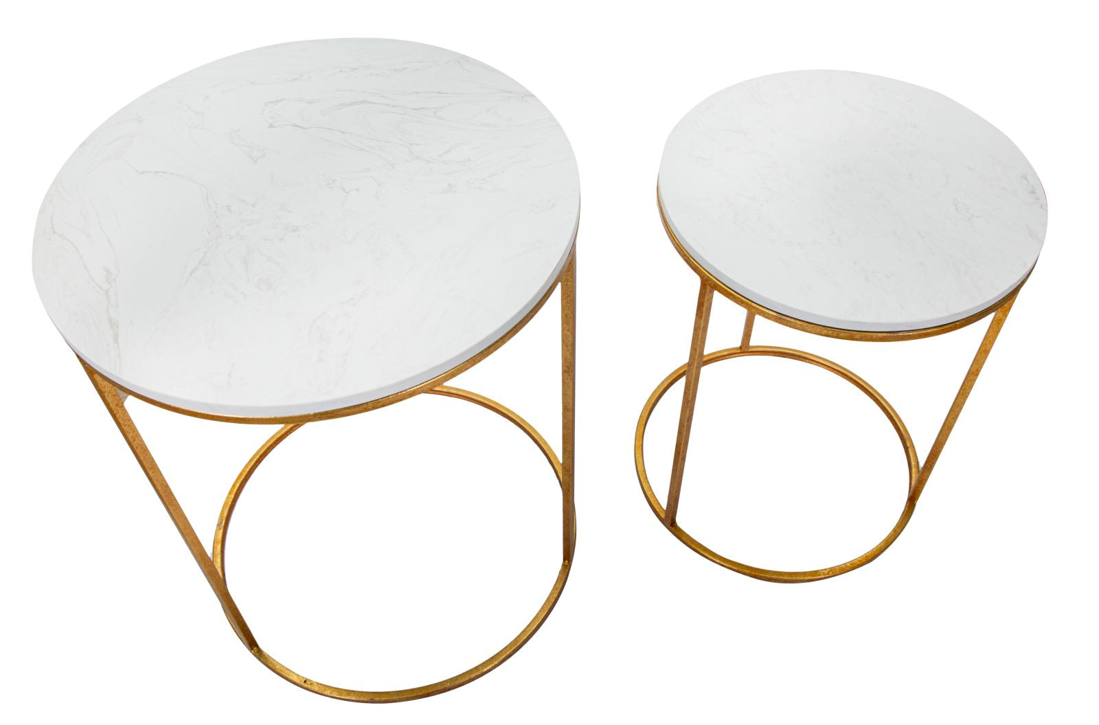 Conjunto de 2 Mesas Redondas GLAM – Ouro e Branco