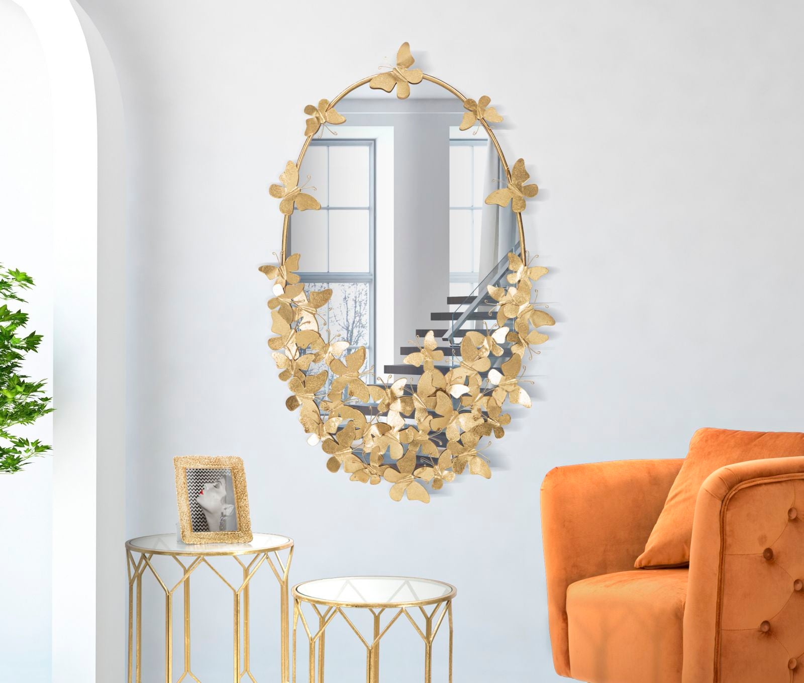 Espelho de Parede Oval GLAM – Dourado