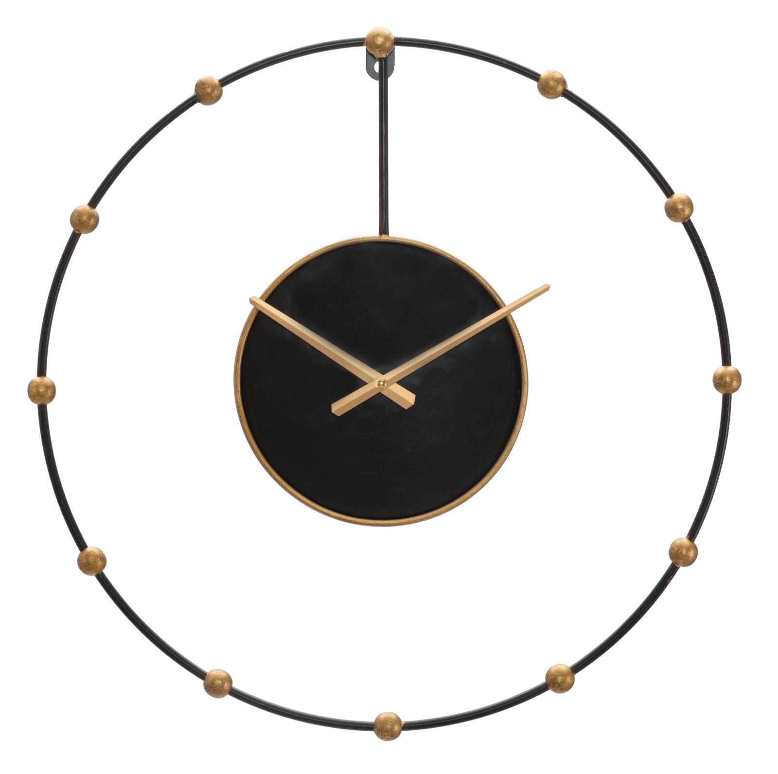 Relógio de Parede – Preto e Dourado – Ferro