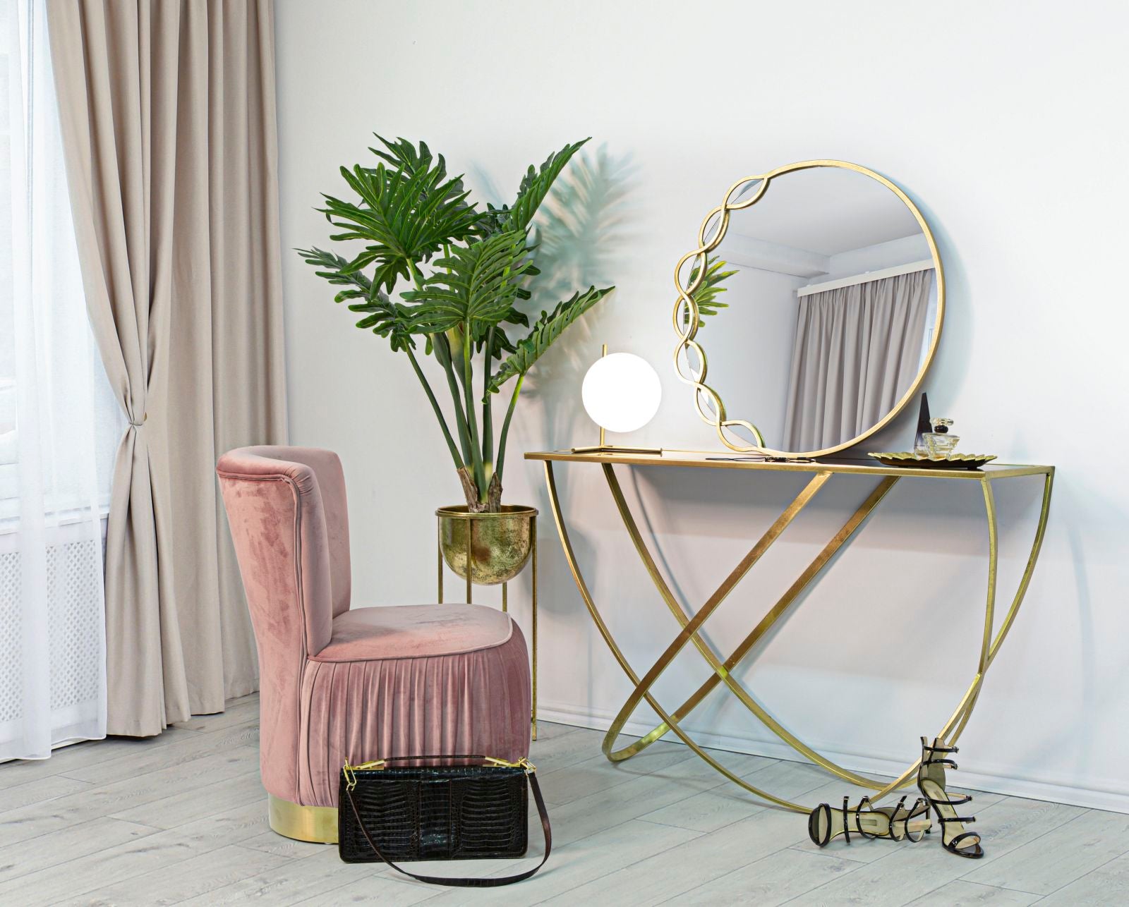 Espelho Redondo de Metal GLAM – Dourado