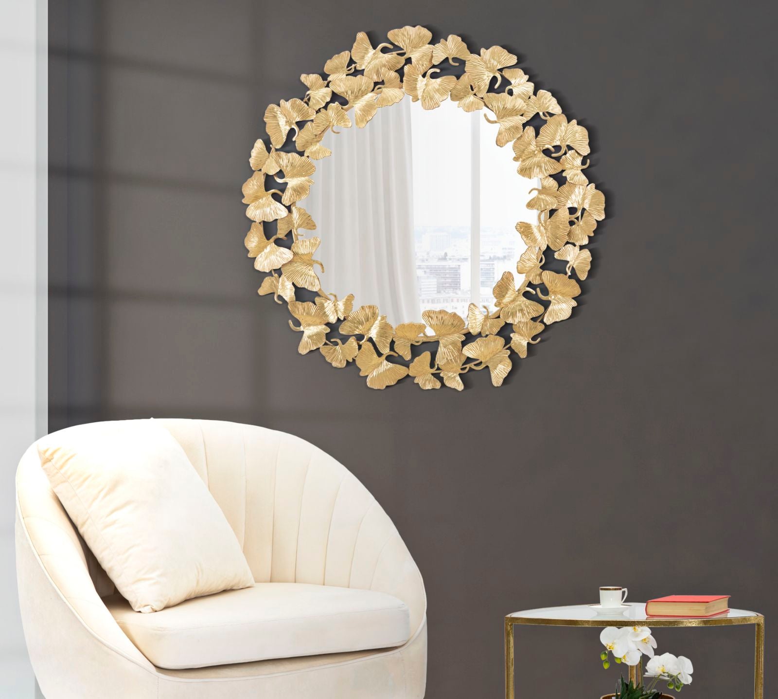 Espelho Redondo Metálico GLAM – Dourado
