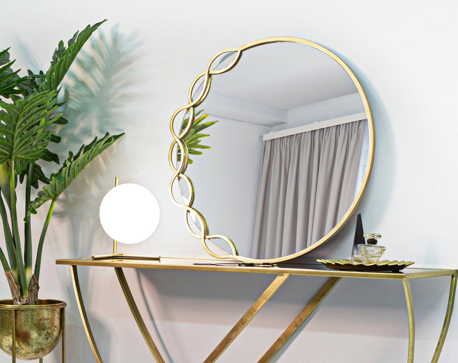 Espelho Redondo de Metal GLAM – Dourado